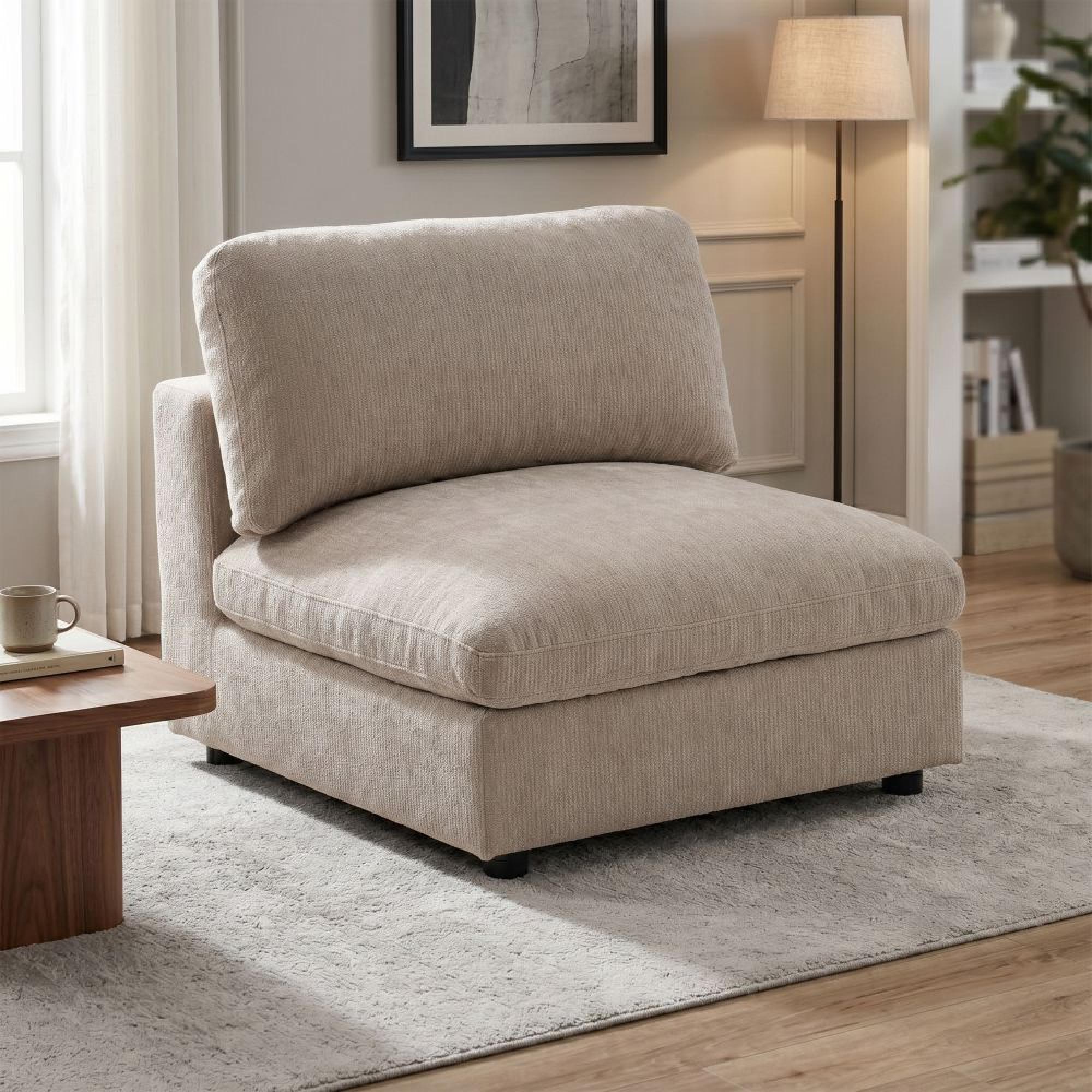 Haven Armless Chair - Biscuit - Fabric