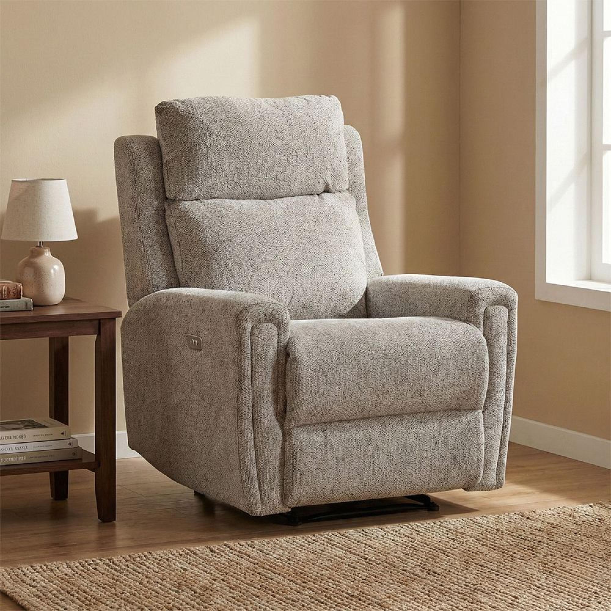 Mayfair Electric Recliner Armchair - Ash Grey - Fabric