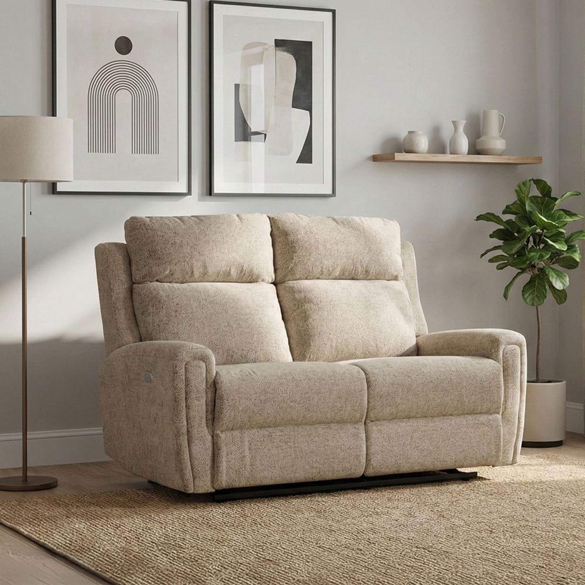 Mayfair Electric Recliner Sofa - 2 Seater - Beige - Fabric