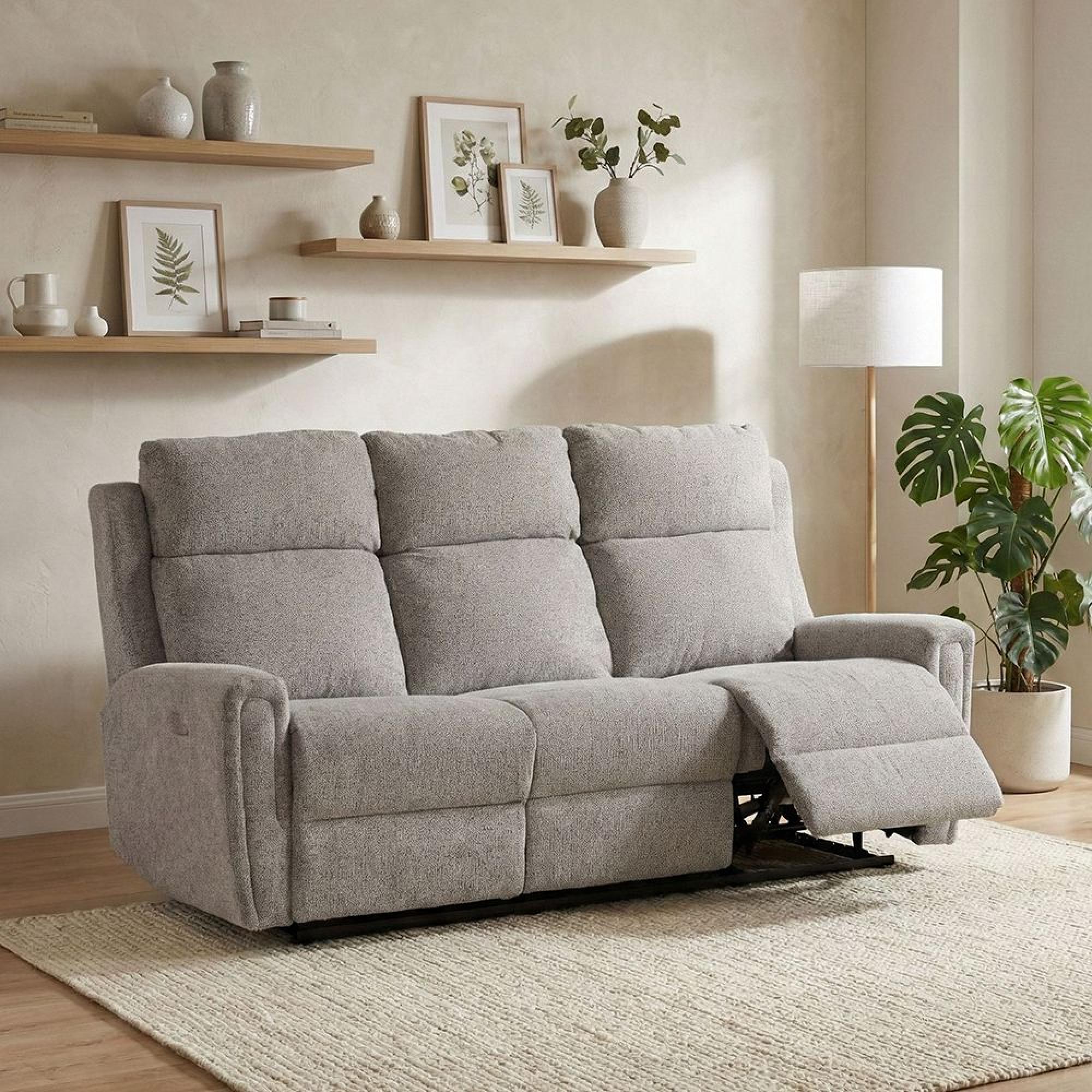 Mayfair Electric Recliner Sofa - 3 Seater - Ash Grey - Fabric