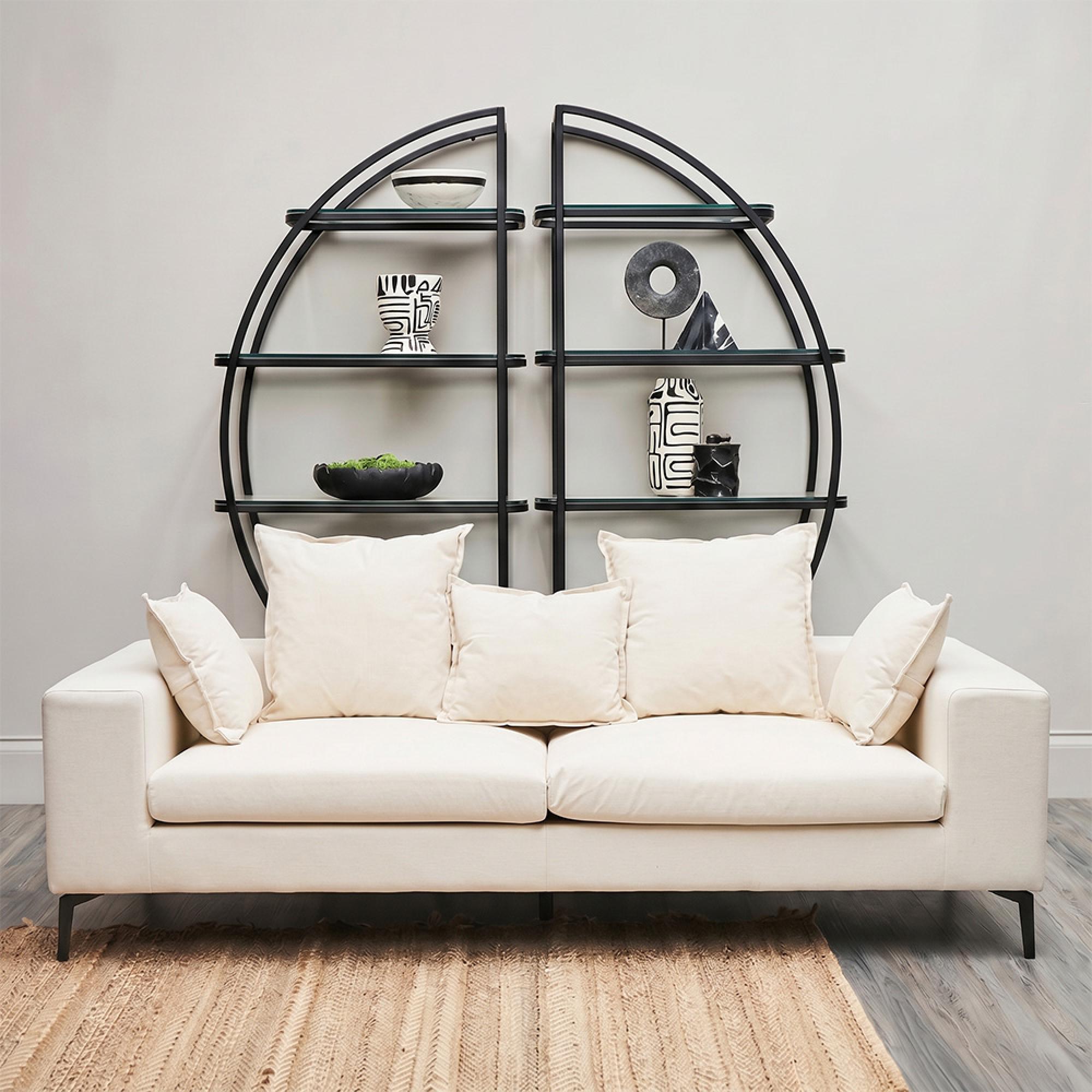 Avignon Sofa - 3 Seater - Cream Fabric with Black Metal Legs