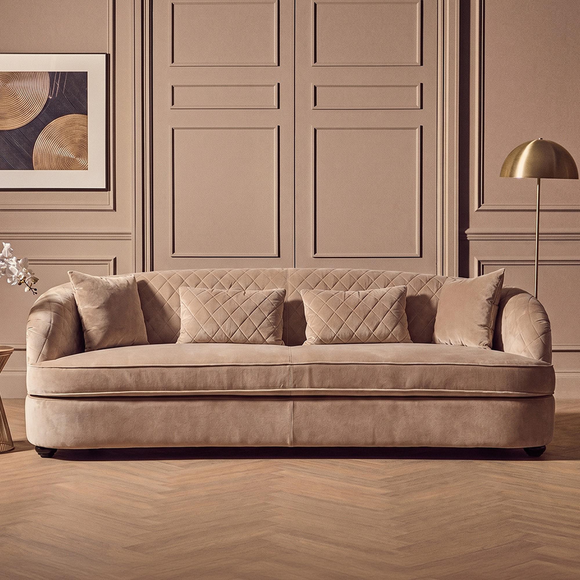 Fiji Sofa - 3 Seater - Grey Velvet Fabric