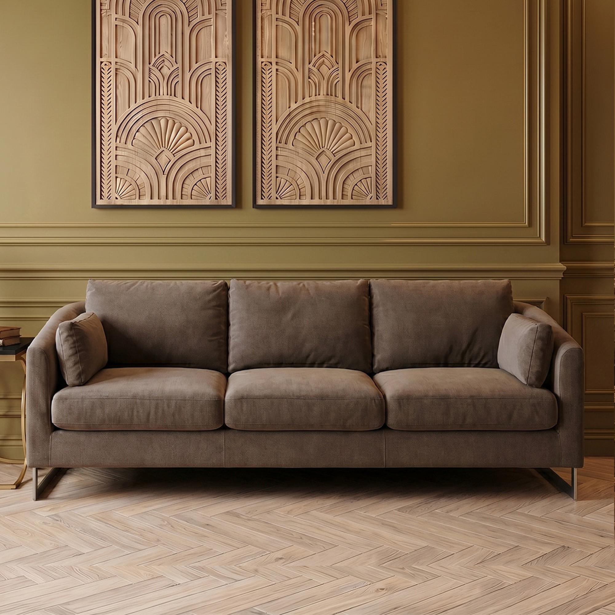 Freda Sofa - 3 Seater - Dark Grey Velvet Fabric