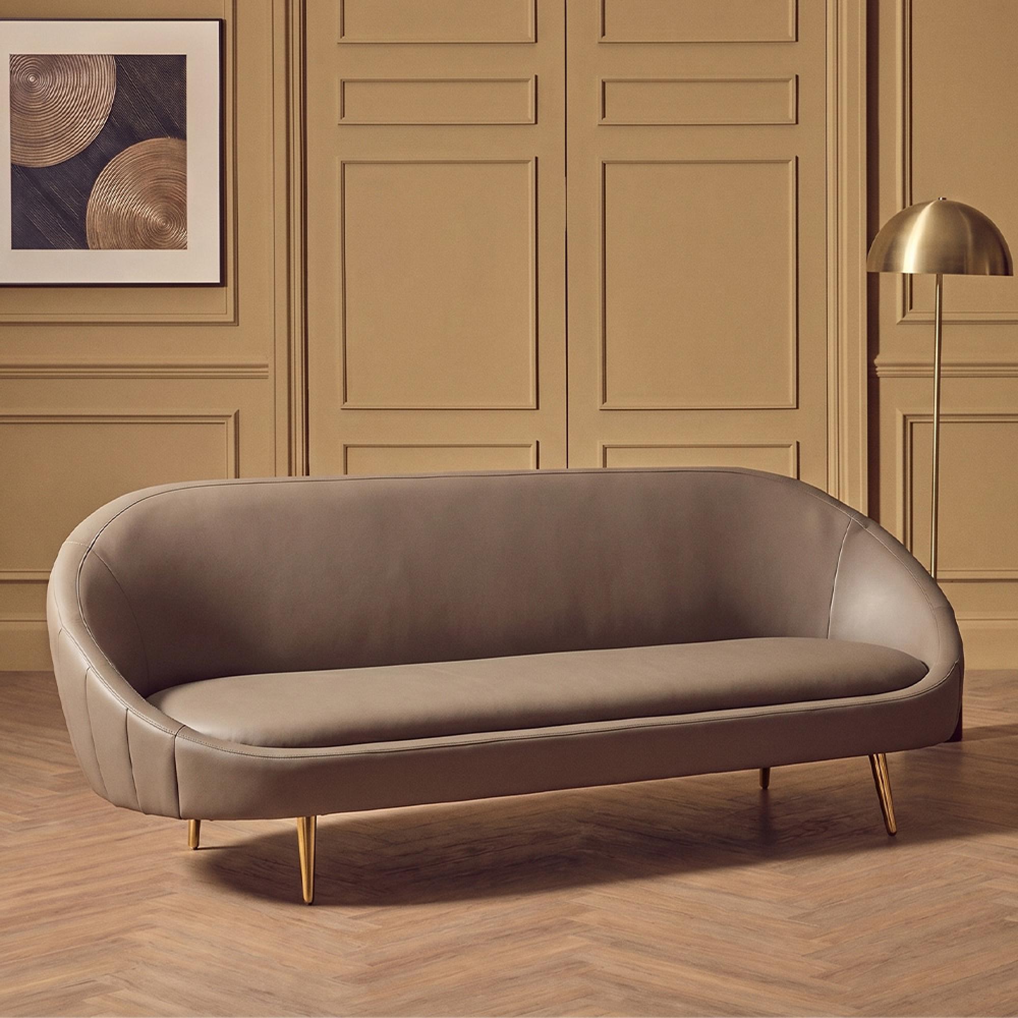 Lagero Sofa - 3 Seater - Brown Faux Leather