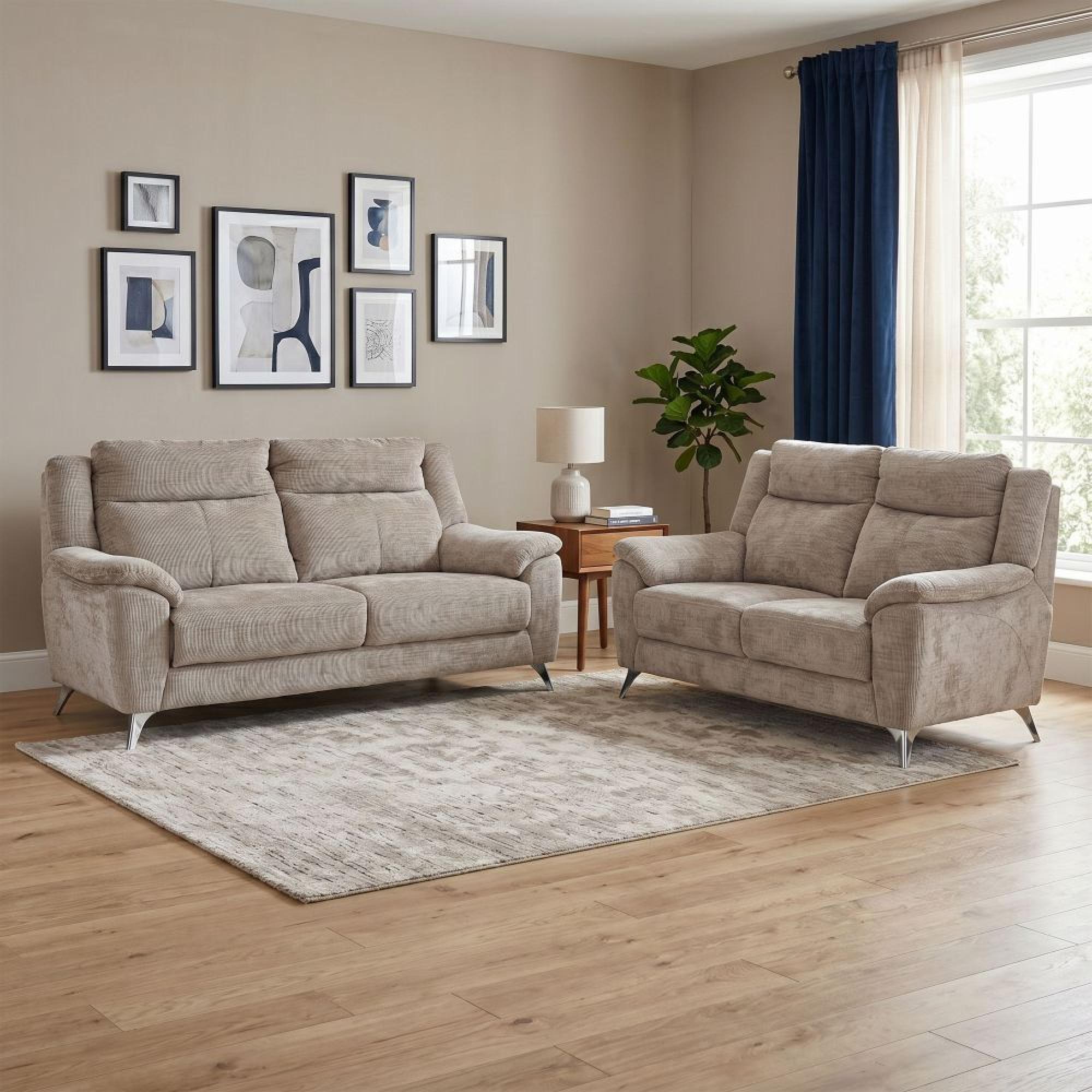 Monroe Sofa Suite - 3+2 Seater - Fossil - Fabric