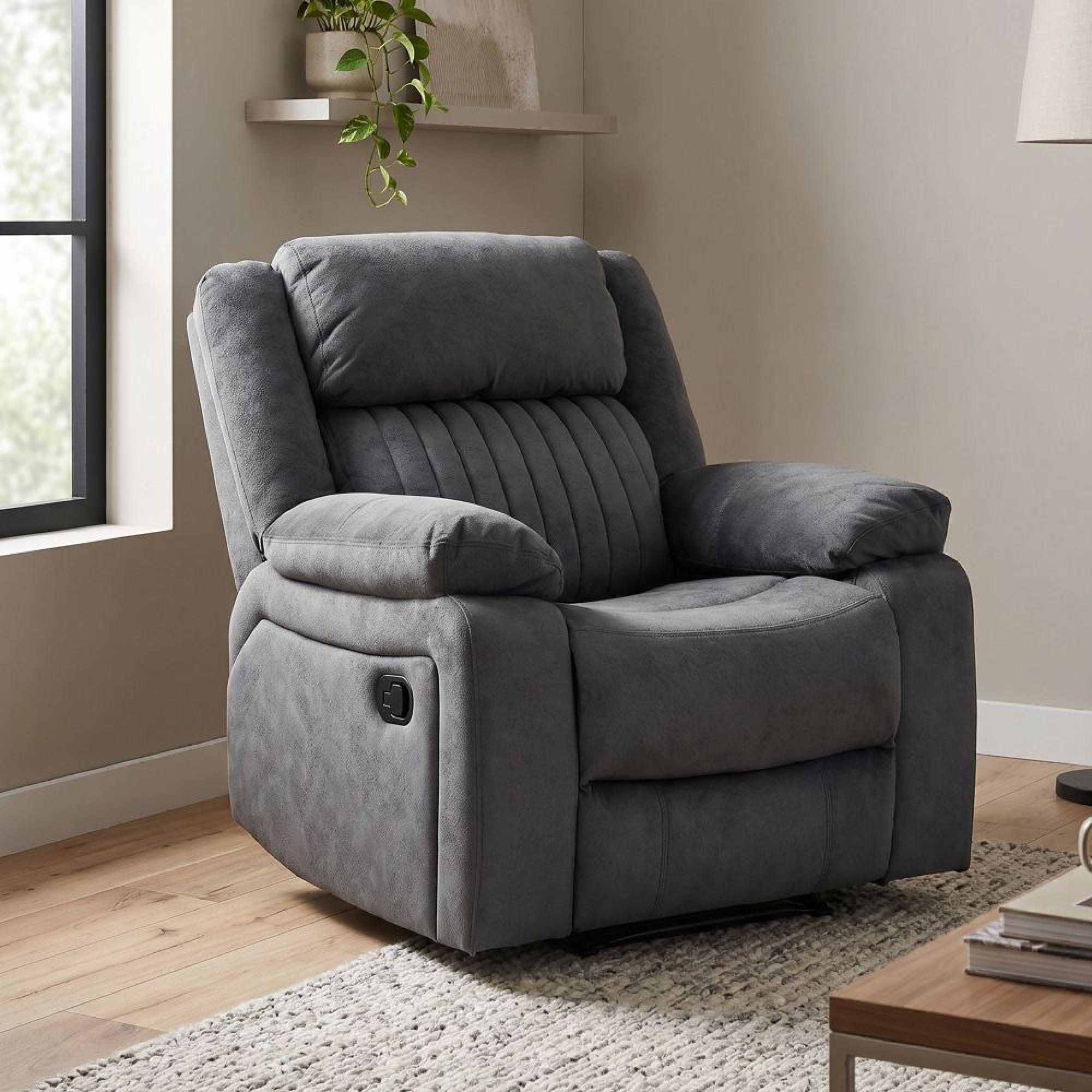 Morgan Manual Recliner Armchair - Slate Grey - Fabric