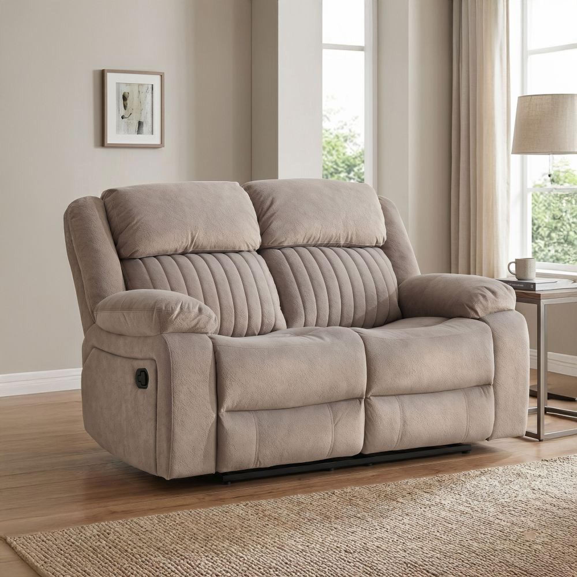 Morgan Manual Recliner Sofa - 2 Seater - Taupe - Fabric