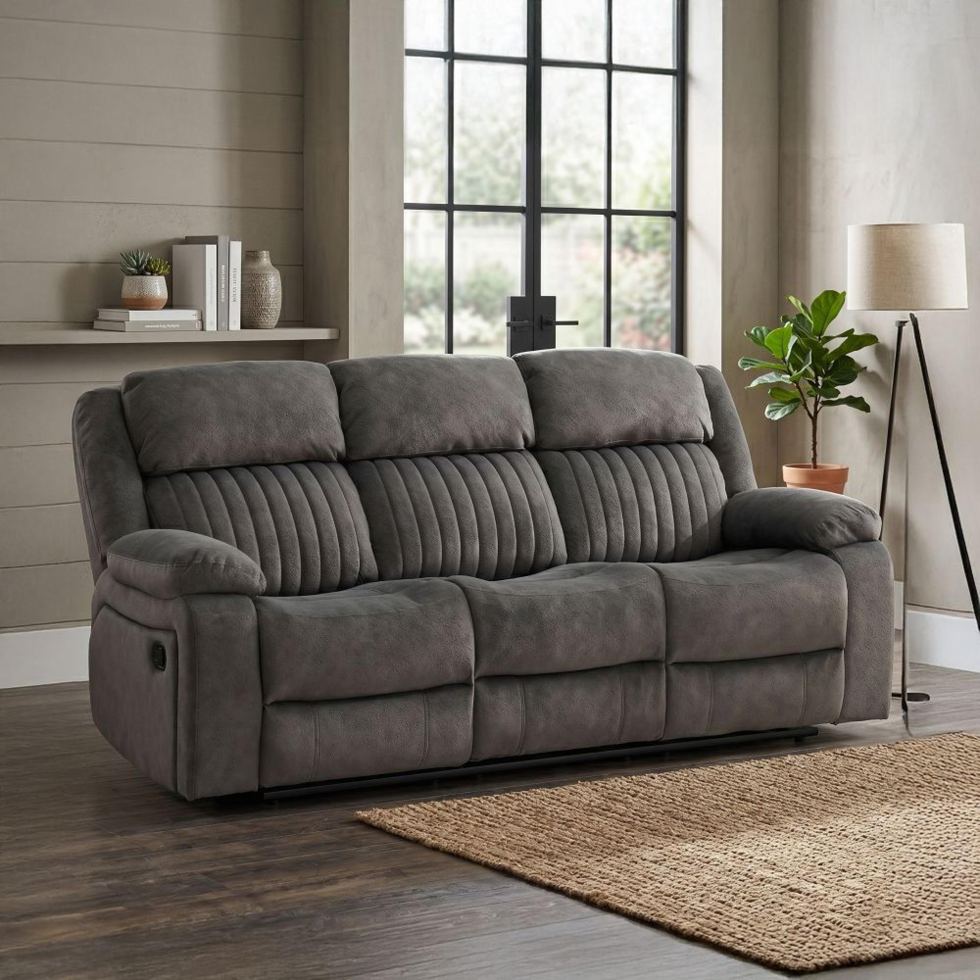 Morgan Manual Recliner Sofa - 3 Seater - Iron - Fabric