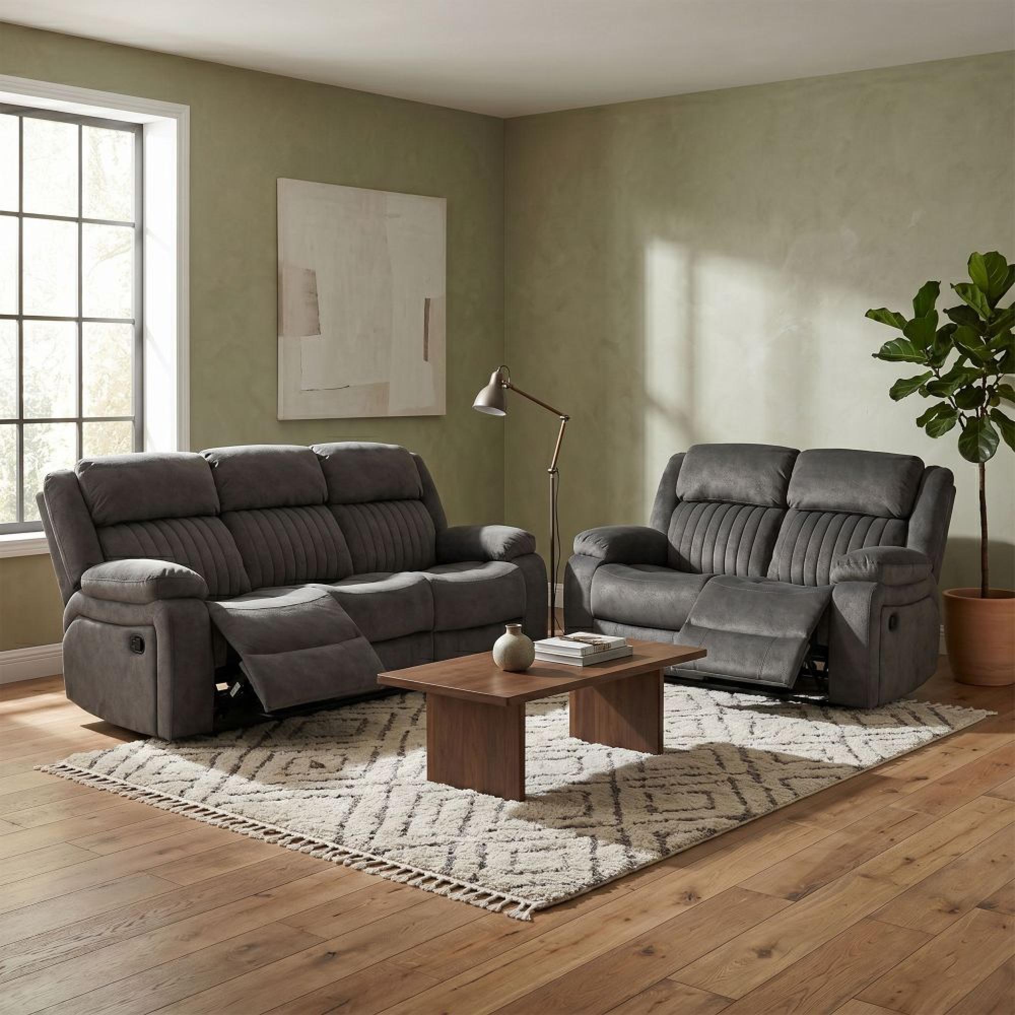 Morgan Manual Recliner Sofa Suite - 3+2 Seater - Iron - Fabric
