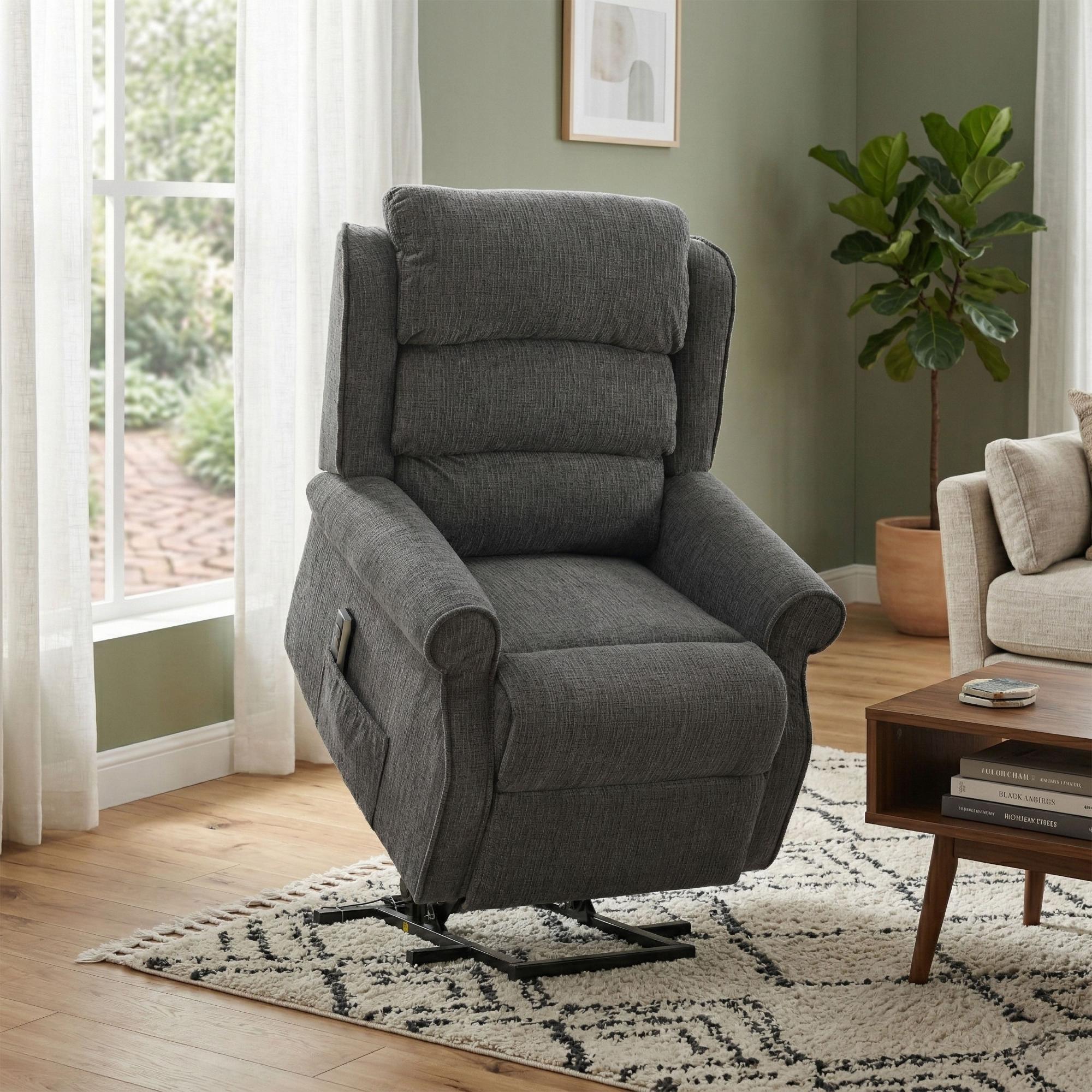Regency Electric Lift & Tilt Armchair - Dual Motor - Anthracite - Fabric