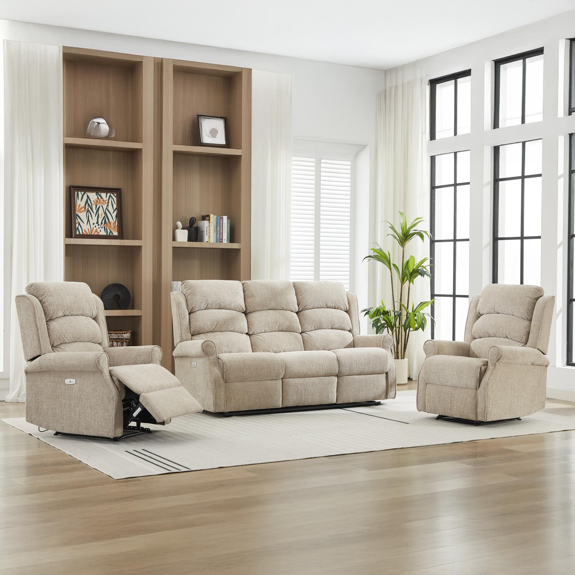 Regency Recliner Sofa Suite - 3+1+1 Seater - Rabbit - Fabric
