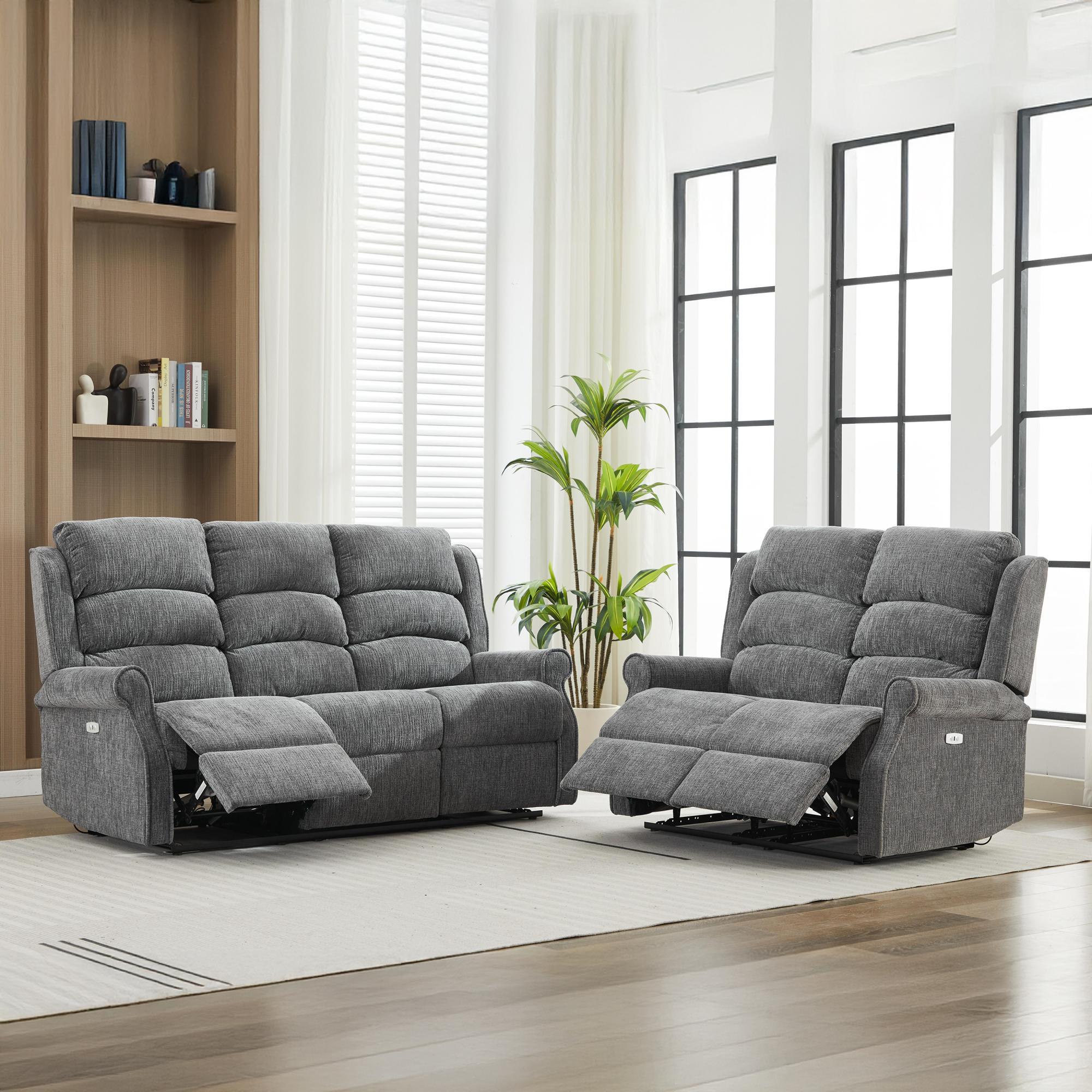 Regency Recliner Sofa Suite - 3+2 Seater - Anthracite - Fabric
