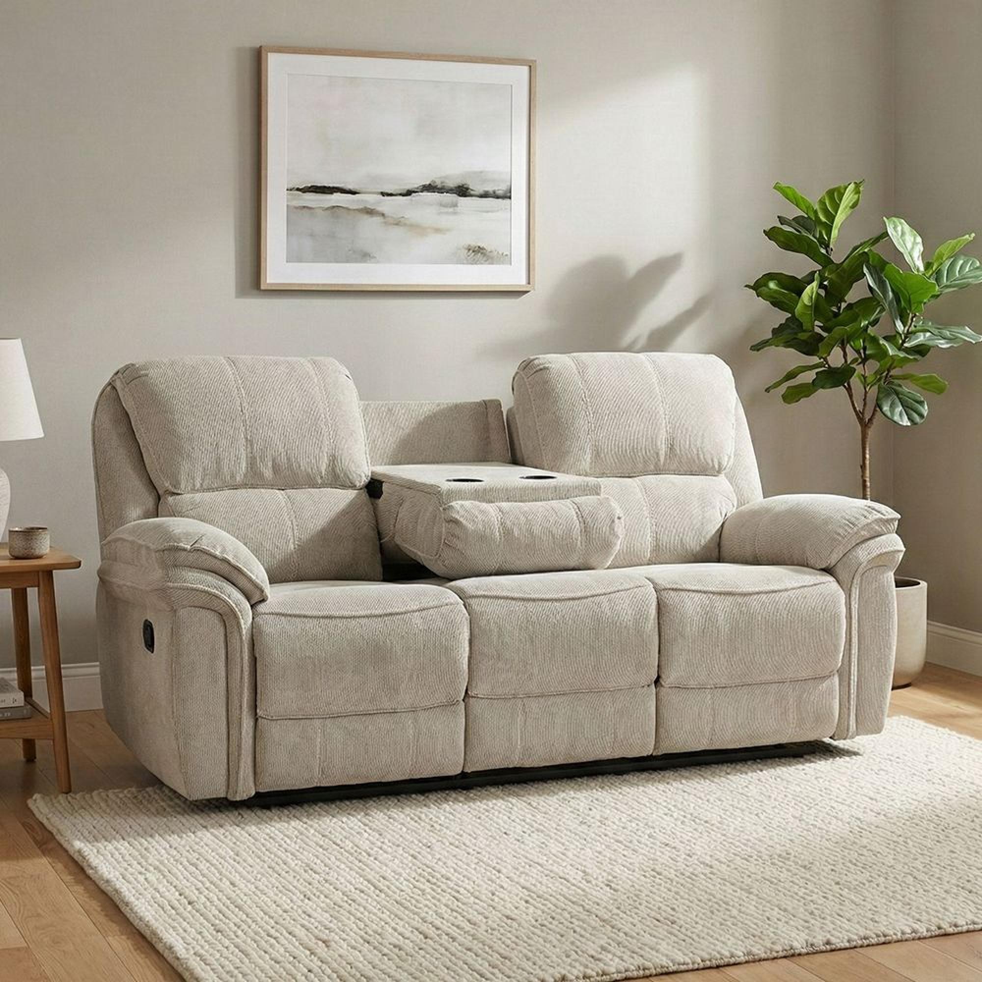 Westbury Recliner Sofa - 3 Seater - Beige - Fabric