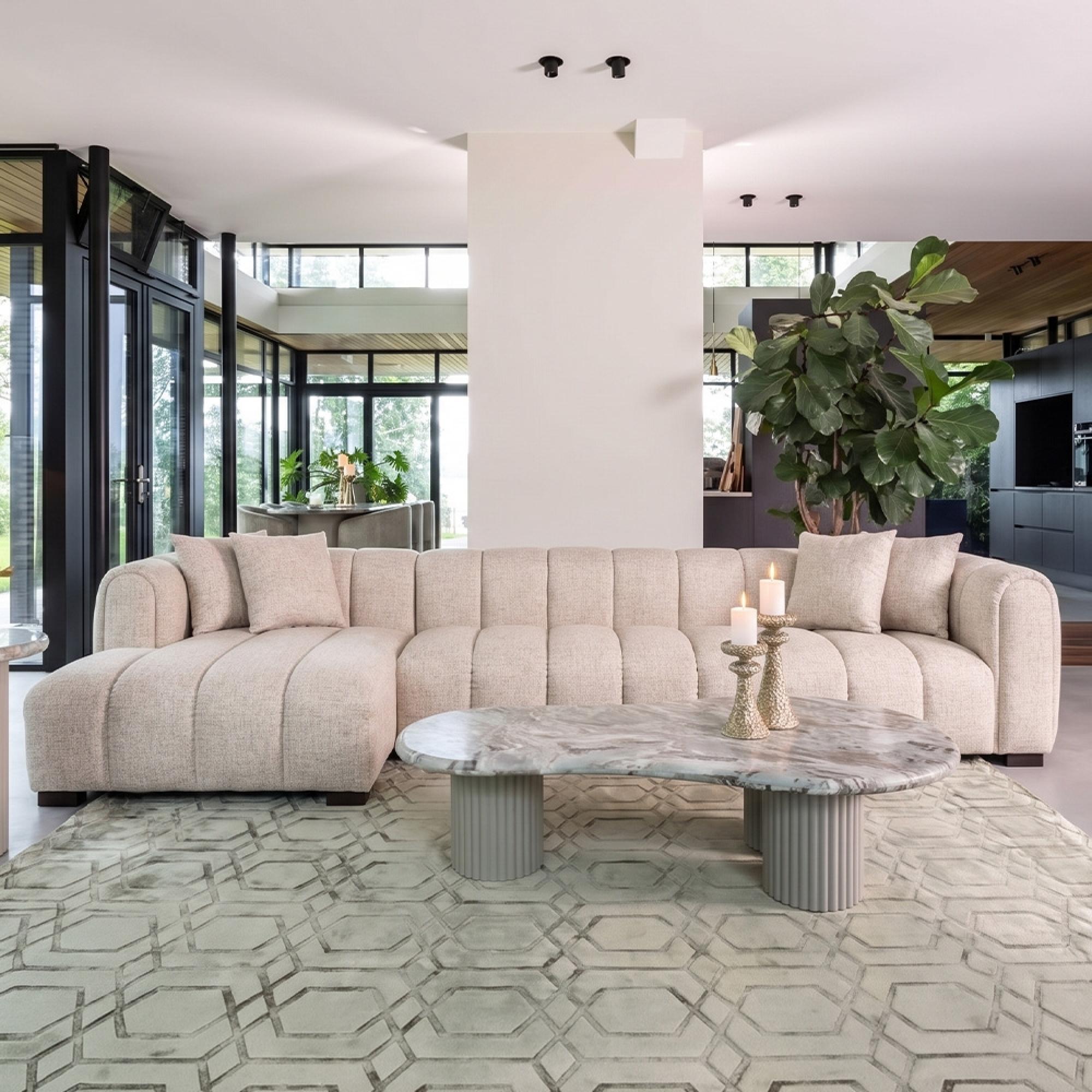 Novaro Sofa - Cream - Chaise - Fabric - LHF