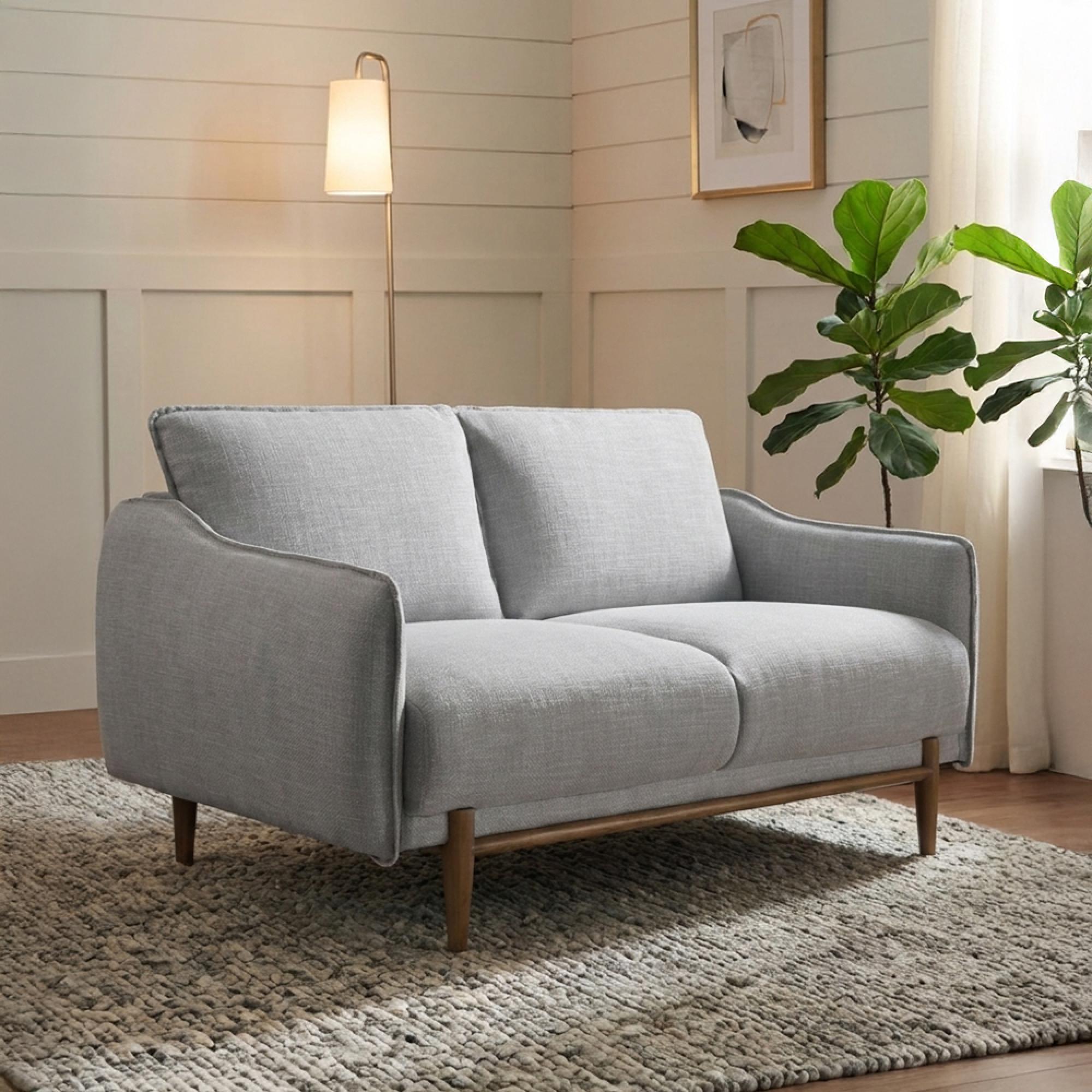 Louie Sofa - 2 Seater - Grey Linen - Fabric