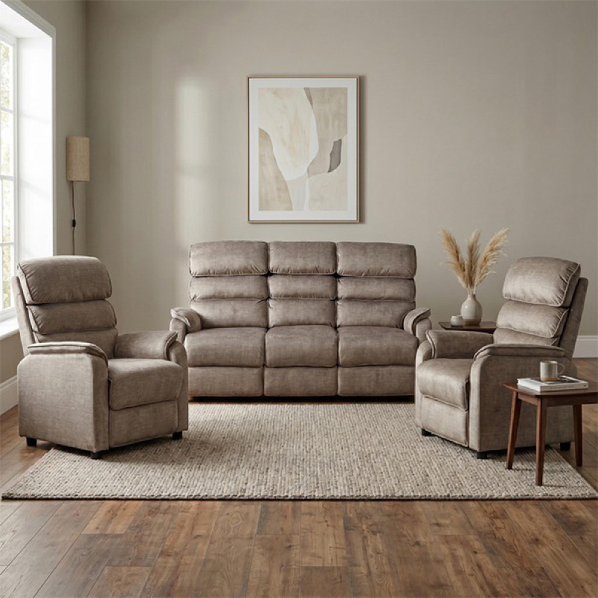 Savoy Sofa Suite - 3+1+1 Seater - Taupe - Fabric