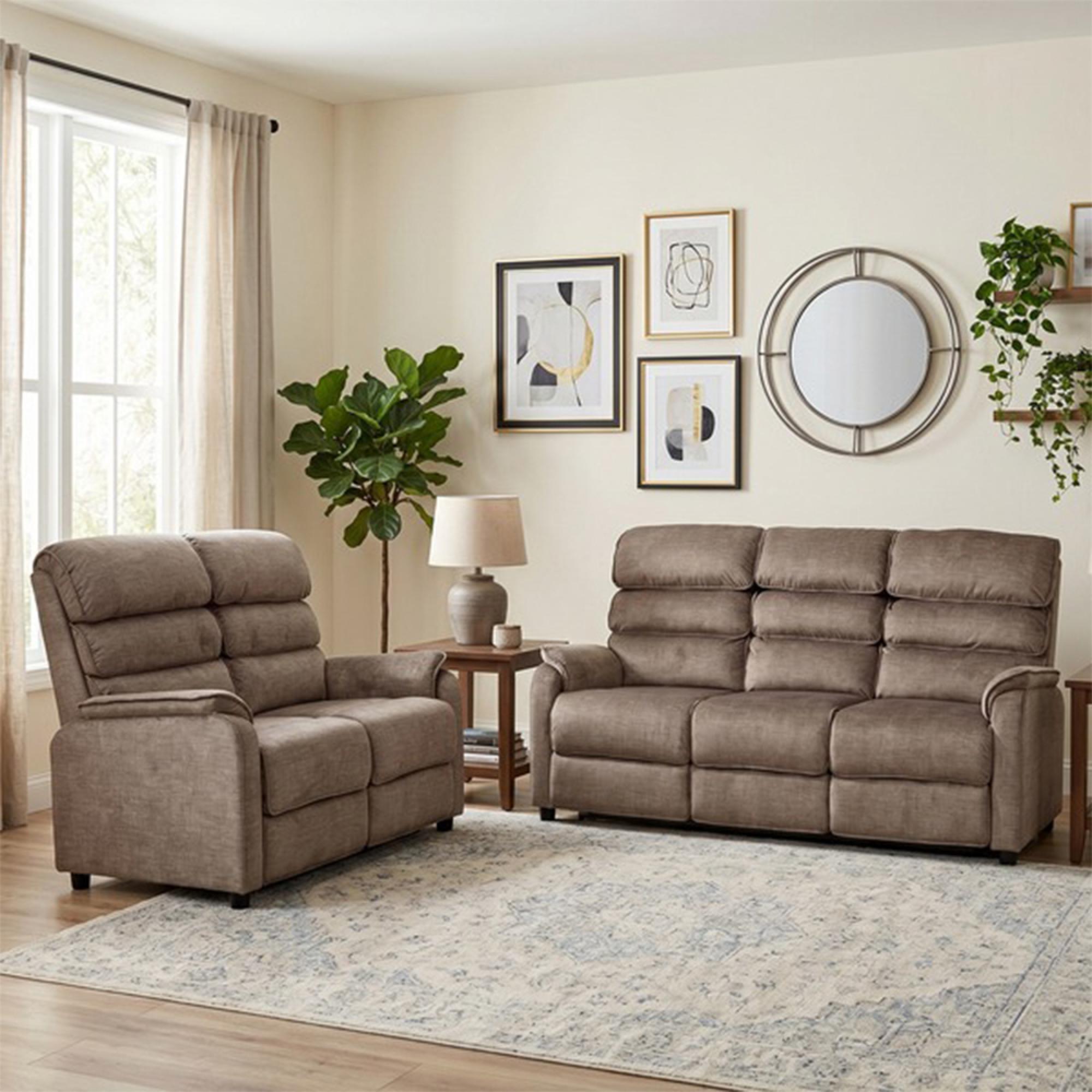Savoy Sofa Suite - 3+2 Seater - Taupe - Fabric