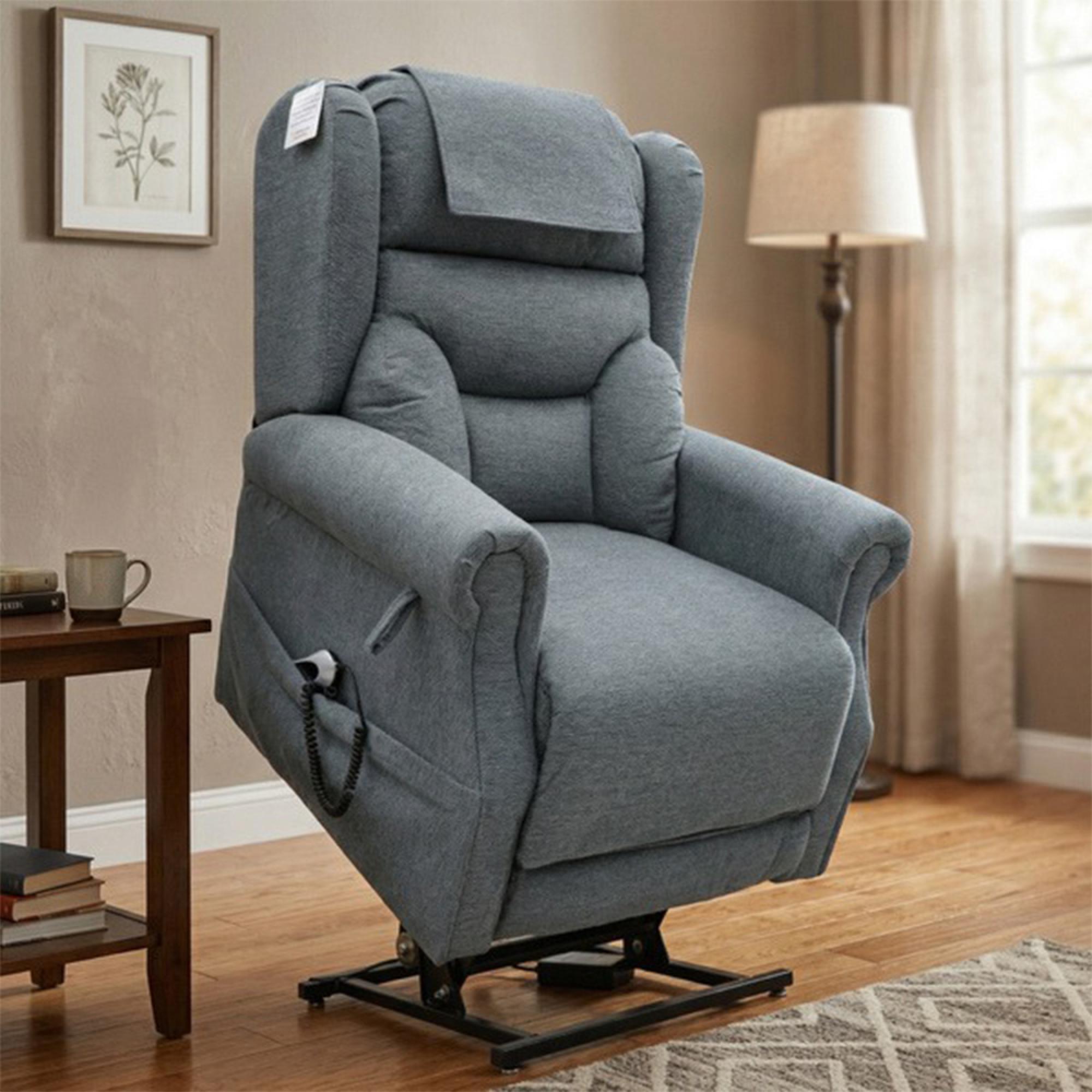 Berkshire Electric Recliner Armchair - Dual Motor - Steel Grey - Fabric