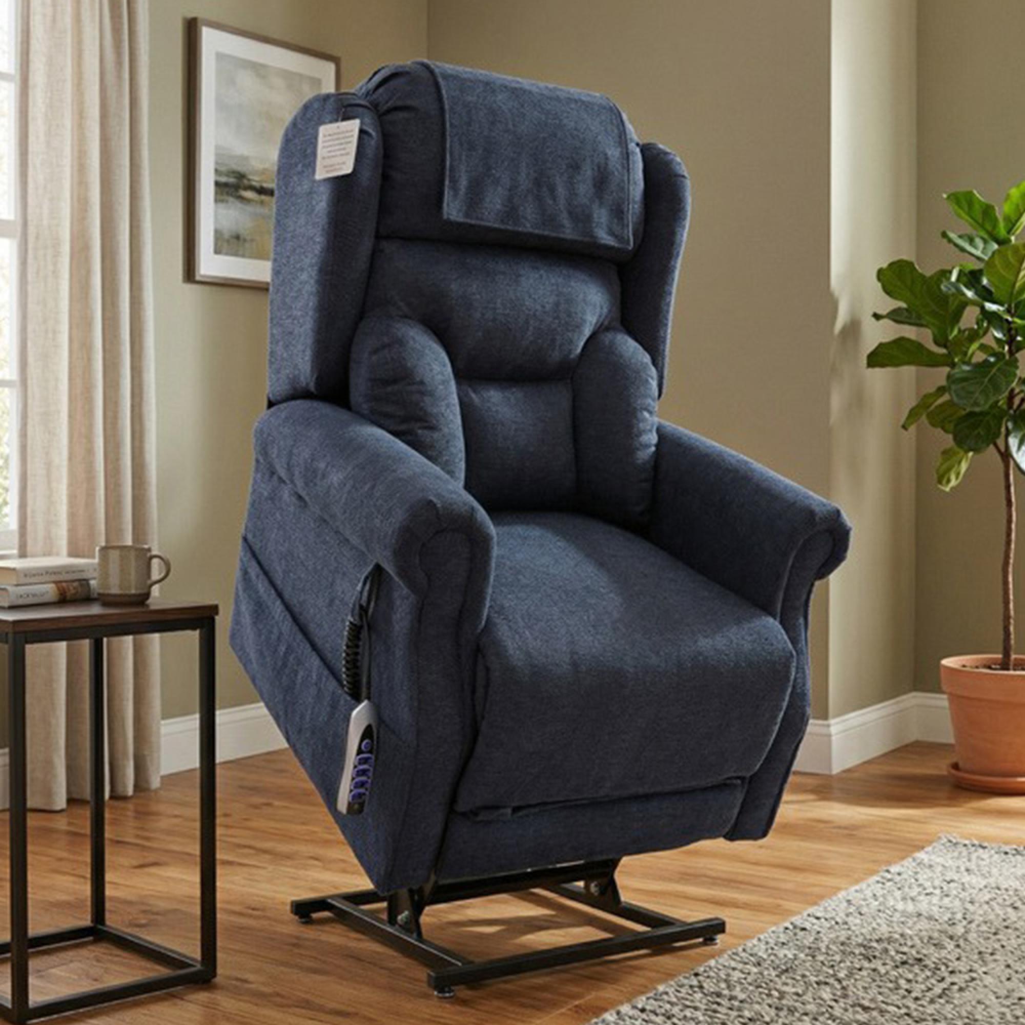 Berkshire Electric Recliner Armchair - Quad Motor - Deep Blue - Fabric
