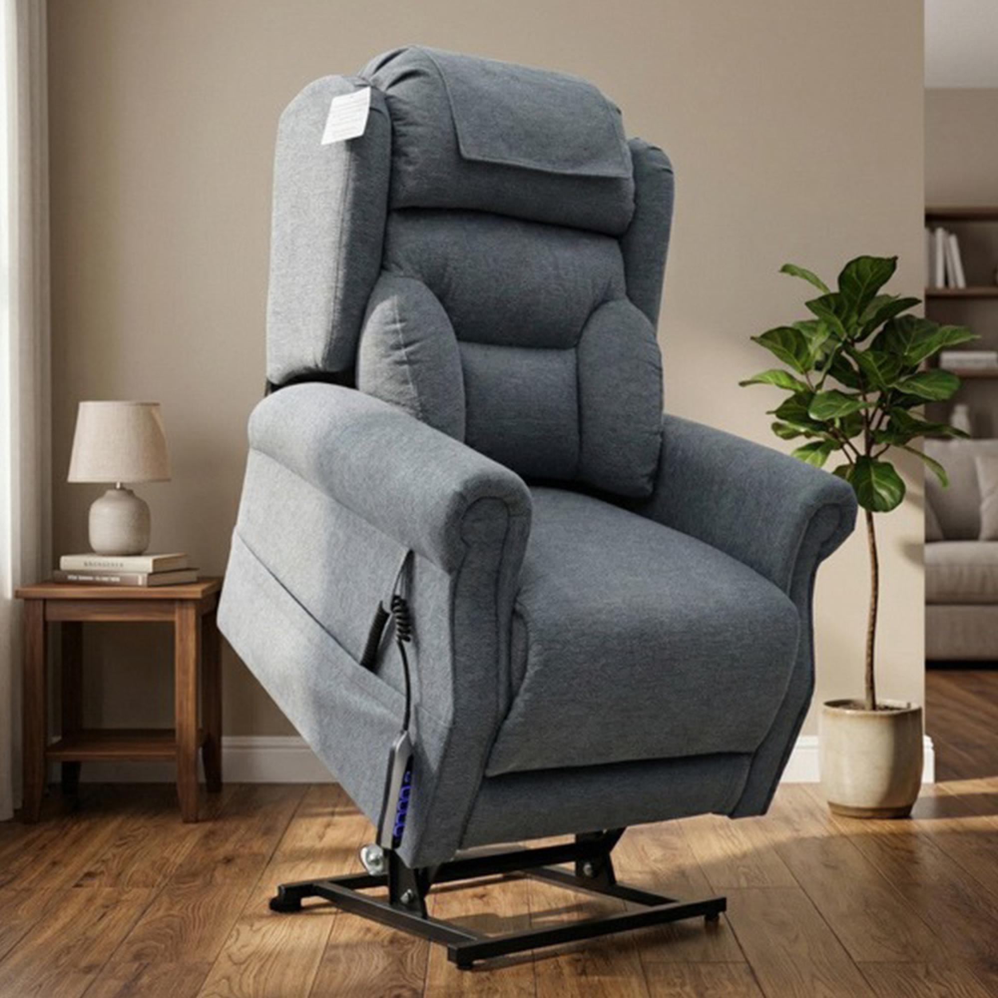 Berkshire Electric Recliner Armchair - Quad Motor - Steel Grey - Fabric