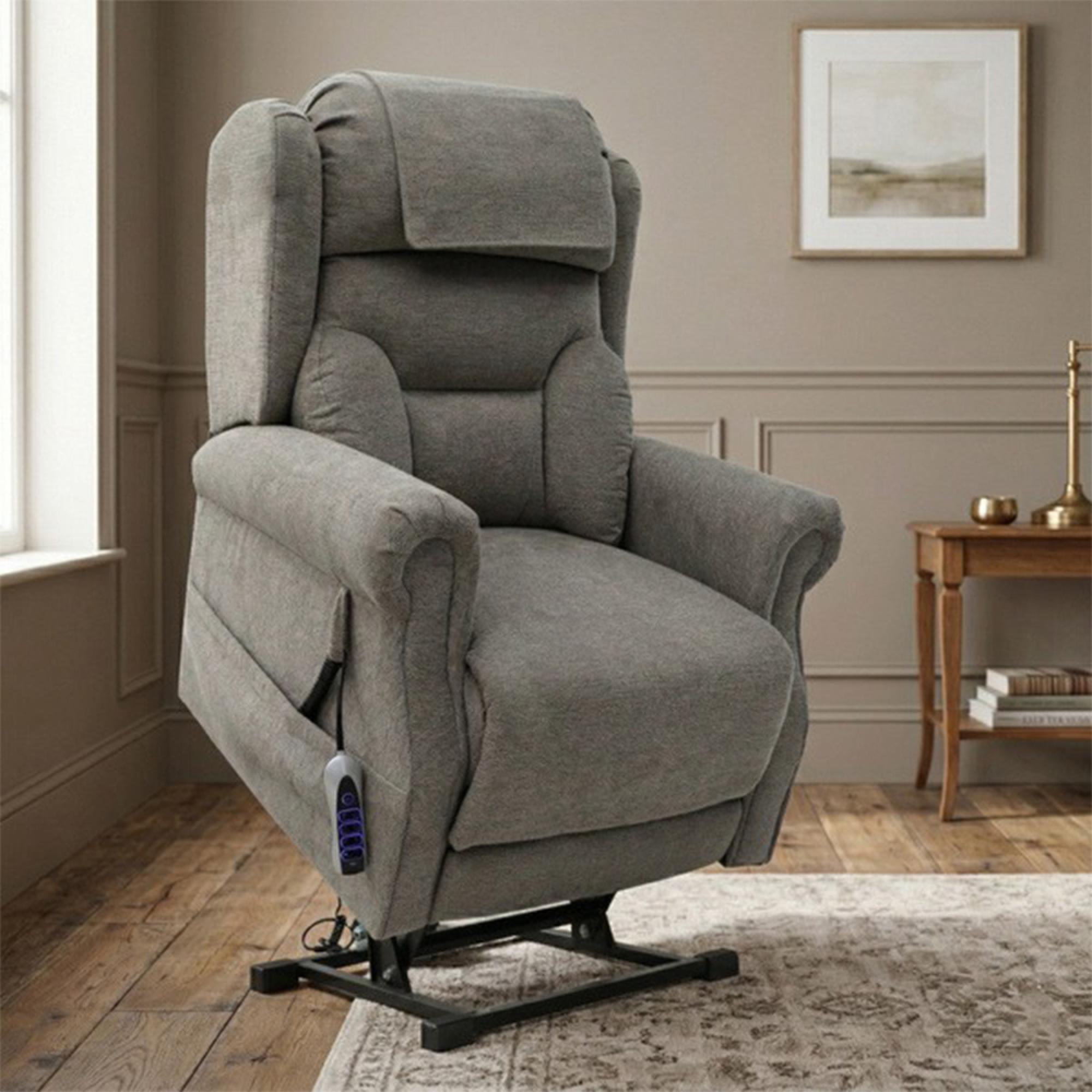 Berkshire Electric Recliner Armchair - Quad Motor - Stone - Fabric