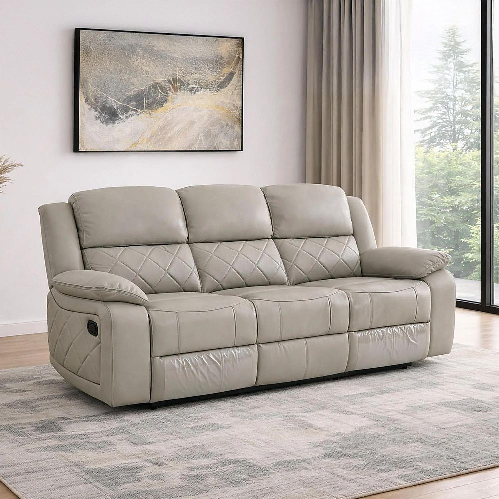 Bentley Electric Recliner Sofa - 3 Seater - Grey Leather