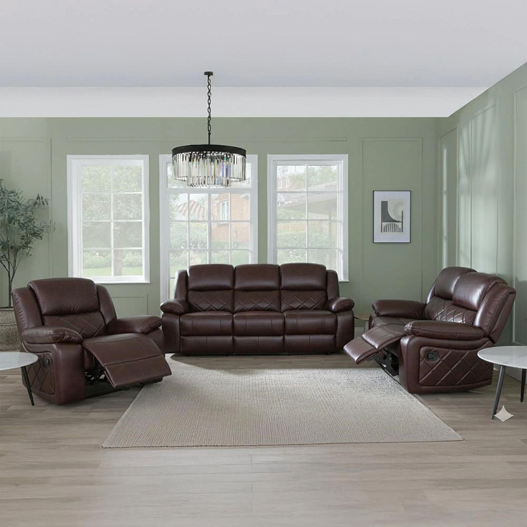 Bentley Electric Recliner Sofa Set - Brown Leather