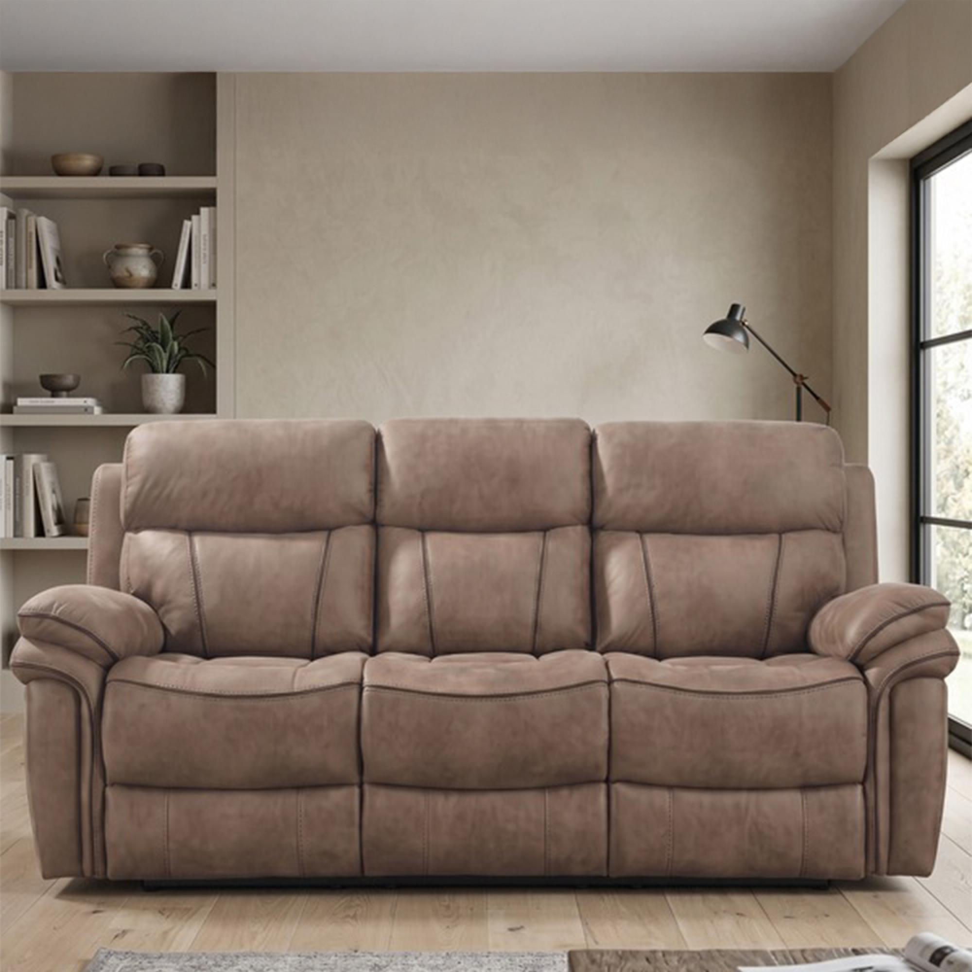 Richmond Electric Recliner Sofa - 3 Seater - Sahara - Leather Look Fabric