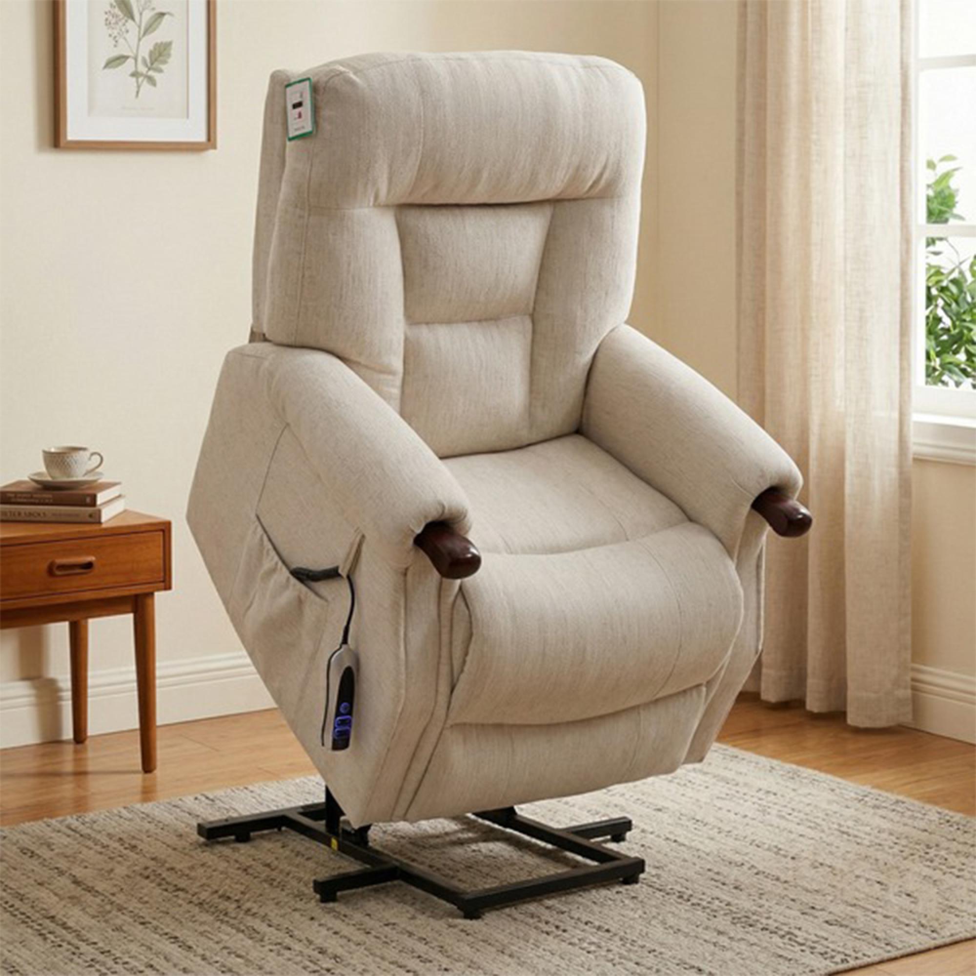 Astoria Electric Lift & Tilt Armchair - Dual Motor - Beige - Fabric