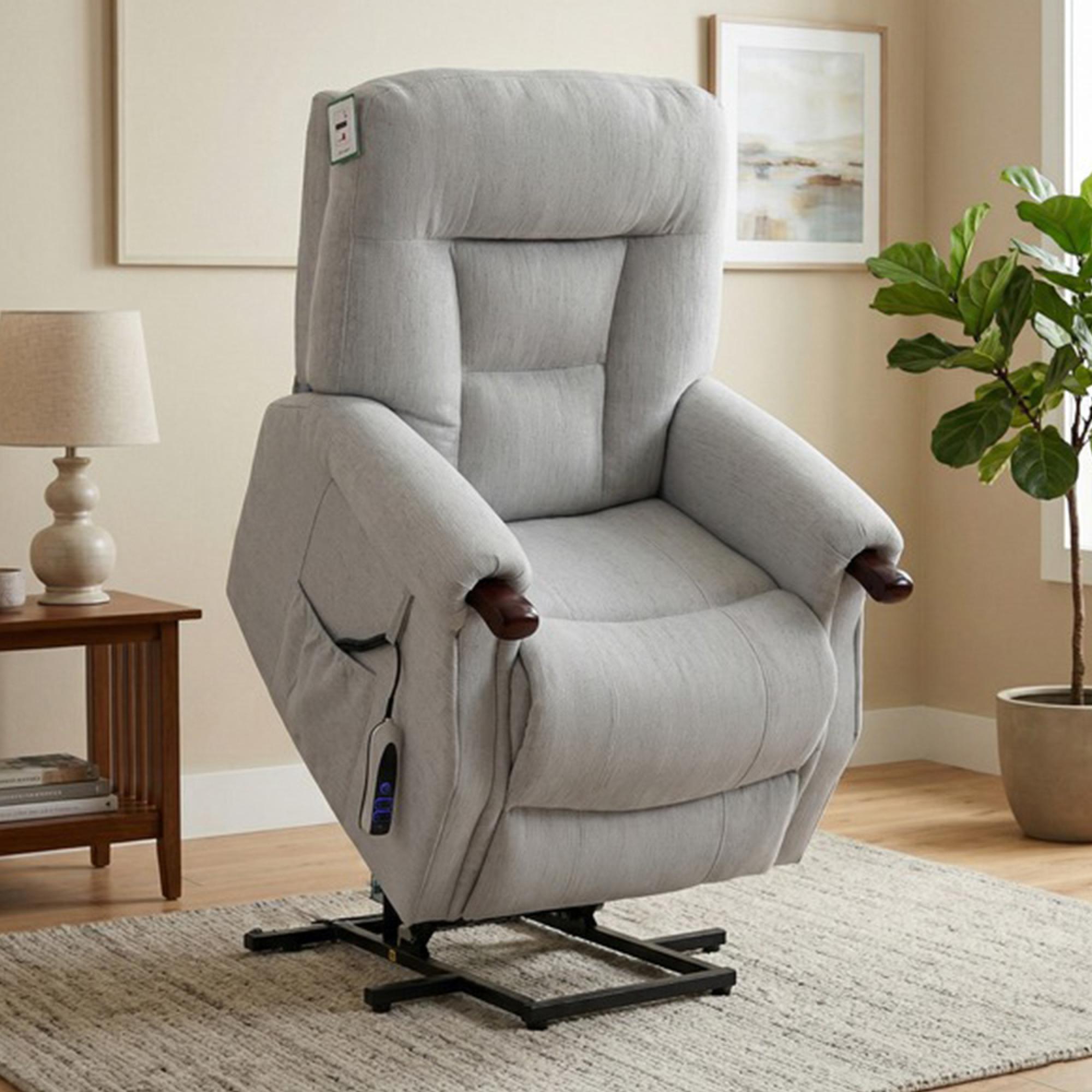 Astoria Electric Lift & Tilt Armchair - Dual Motor - Silver - Fabric
