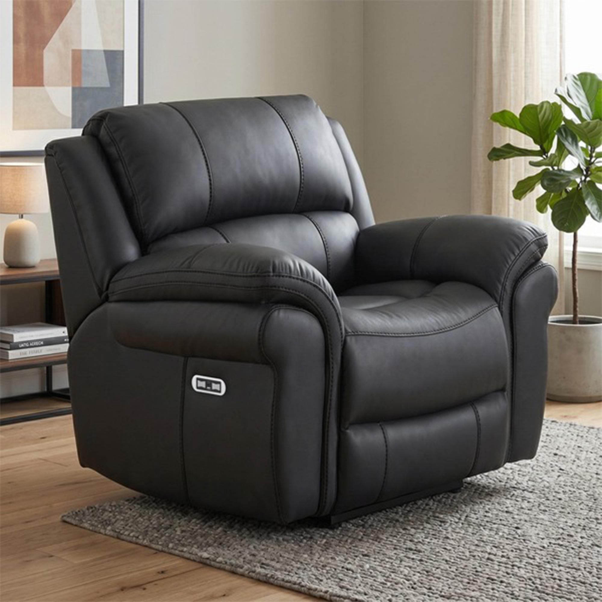 Farnham Ultra Electric Recliner Armchair - Black - Fabric