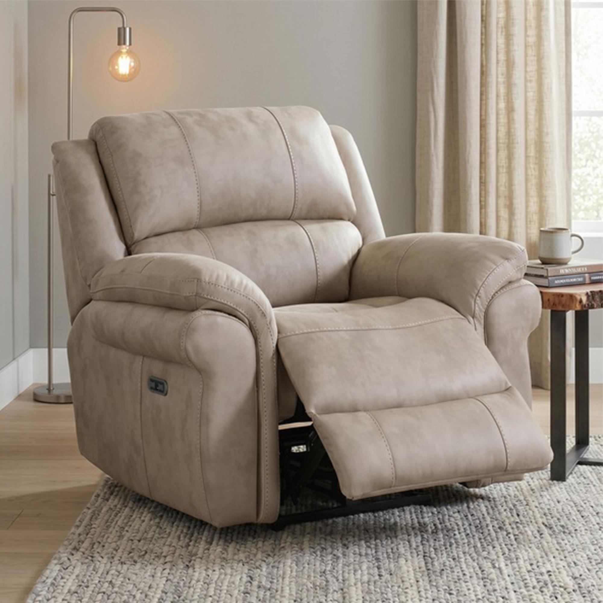 Farnham Ultra Electric Recliner Armchair - Stone - Fabric