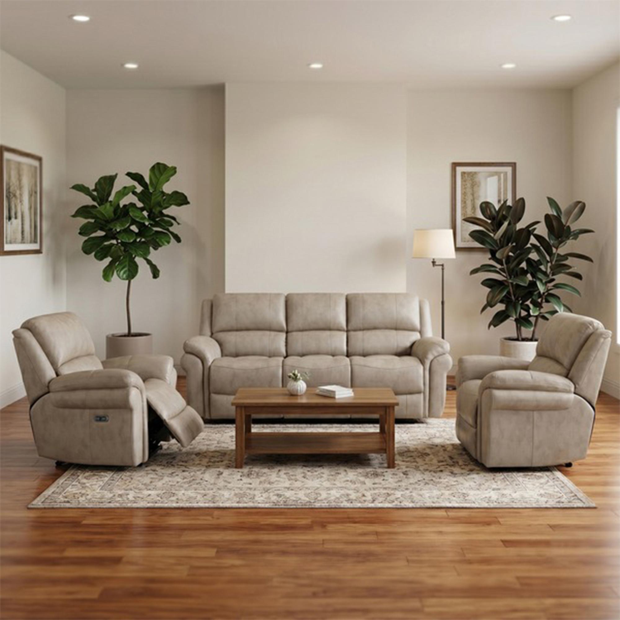 Farnham Ultra Electric Recliner Sofa Suite - 3+1+1 Seater - Stone - Fabric