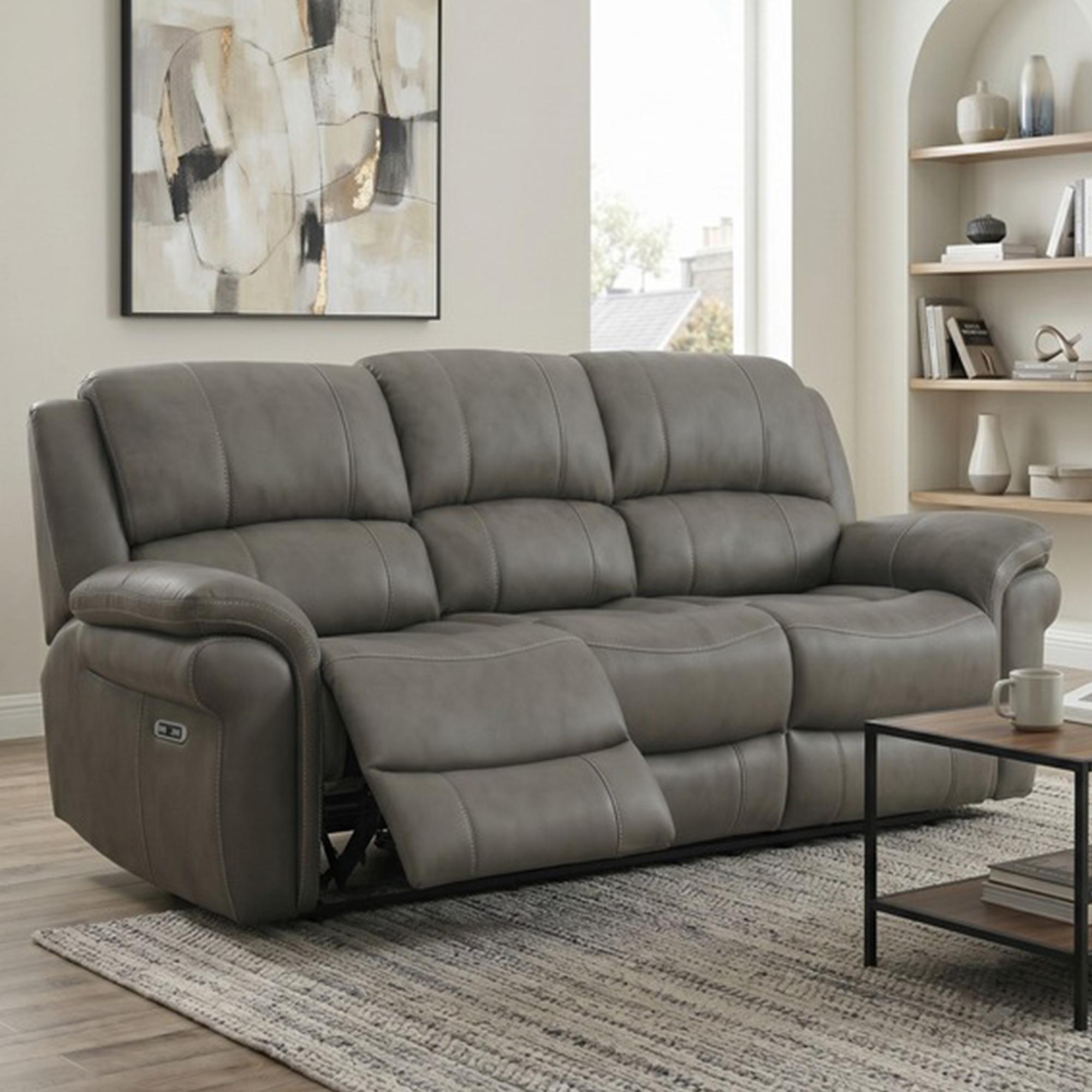 Farnham Ultra Electric Recliner Sofa - 3 Seater - Grey - Fabric