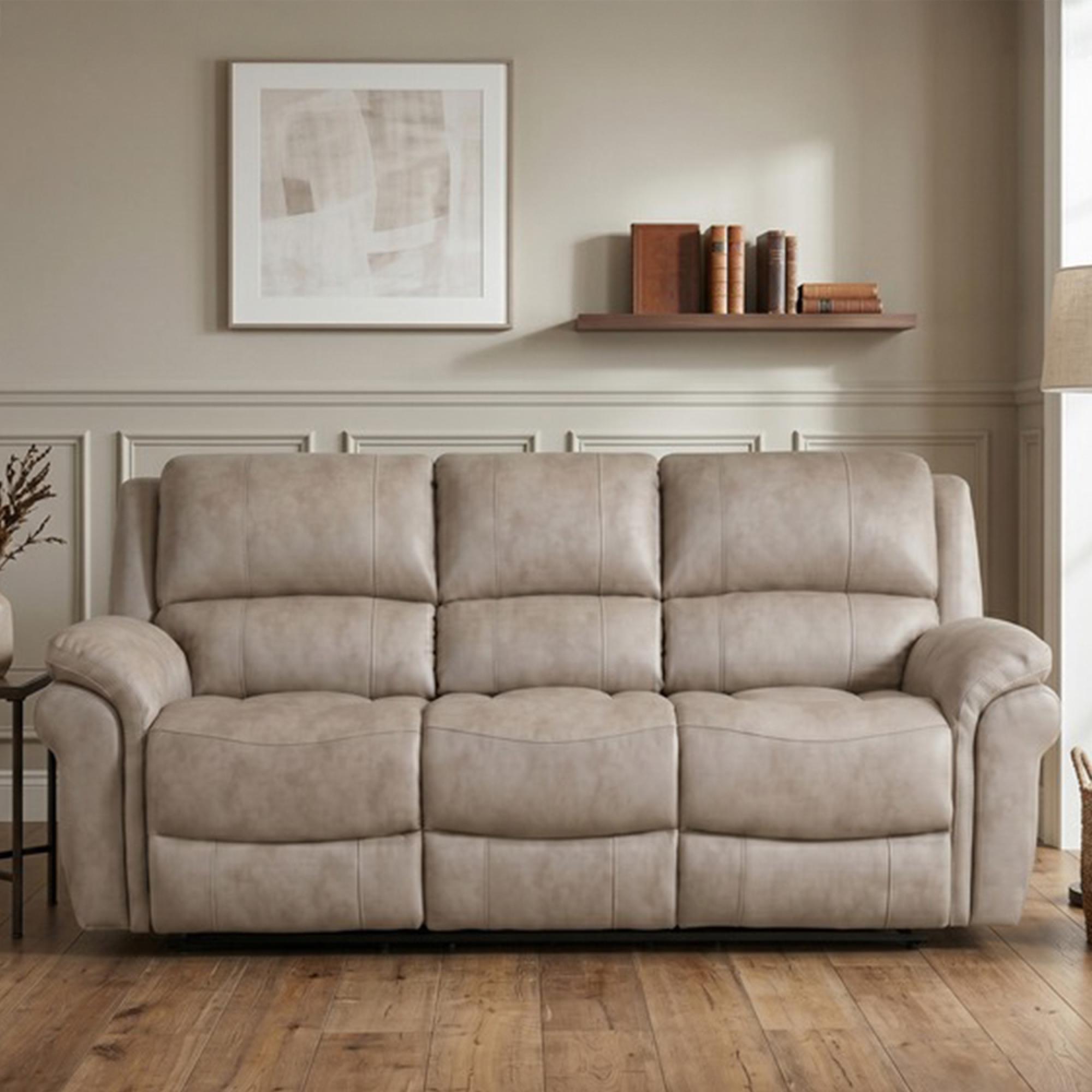 Farnham Ultra Electric Recliner Sofa - 3 Seater - Stone - Fabric
