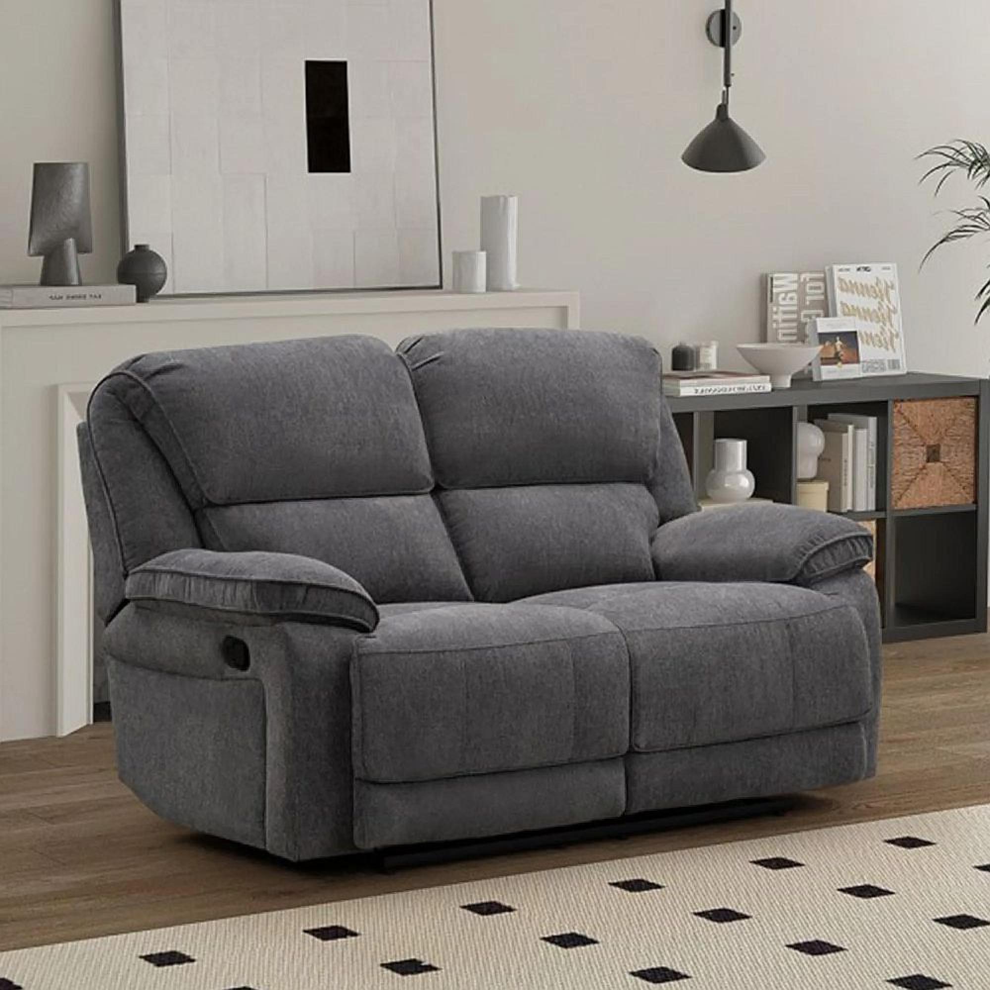 Clearance - Douglas Recliner Sofa - 2 Seater - Dark Grey Fabric - FSS17435