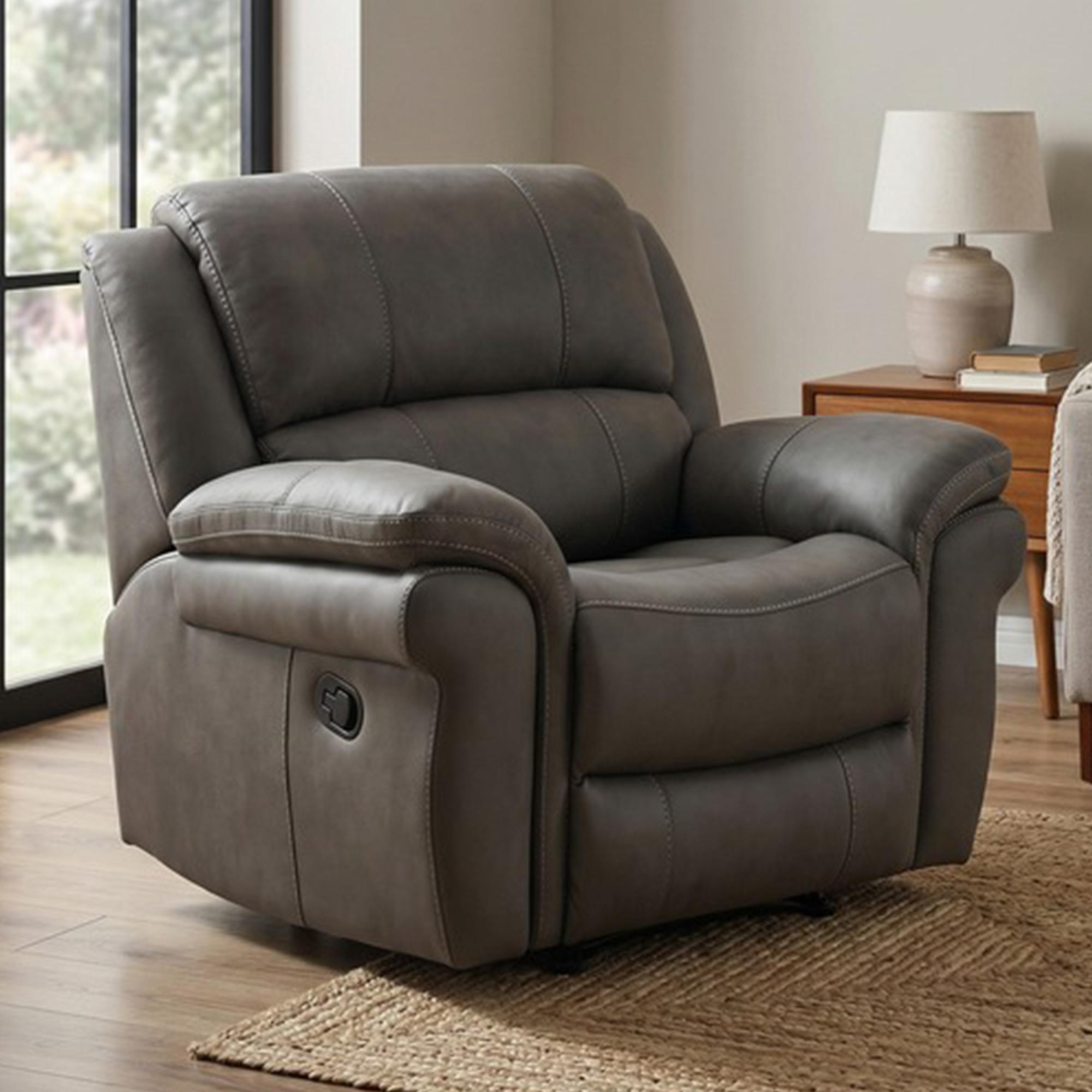 Farnham Ultra Manual Recliner Armchair - Grey - Fabric