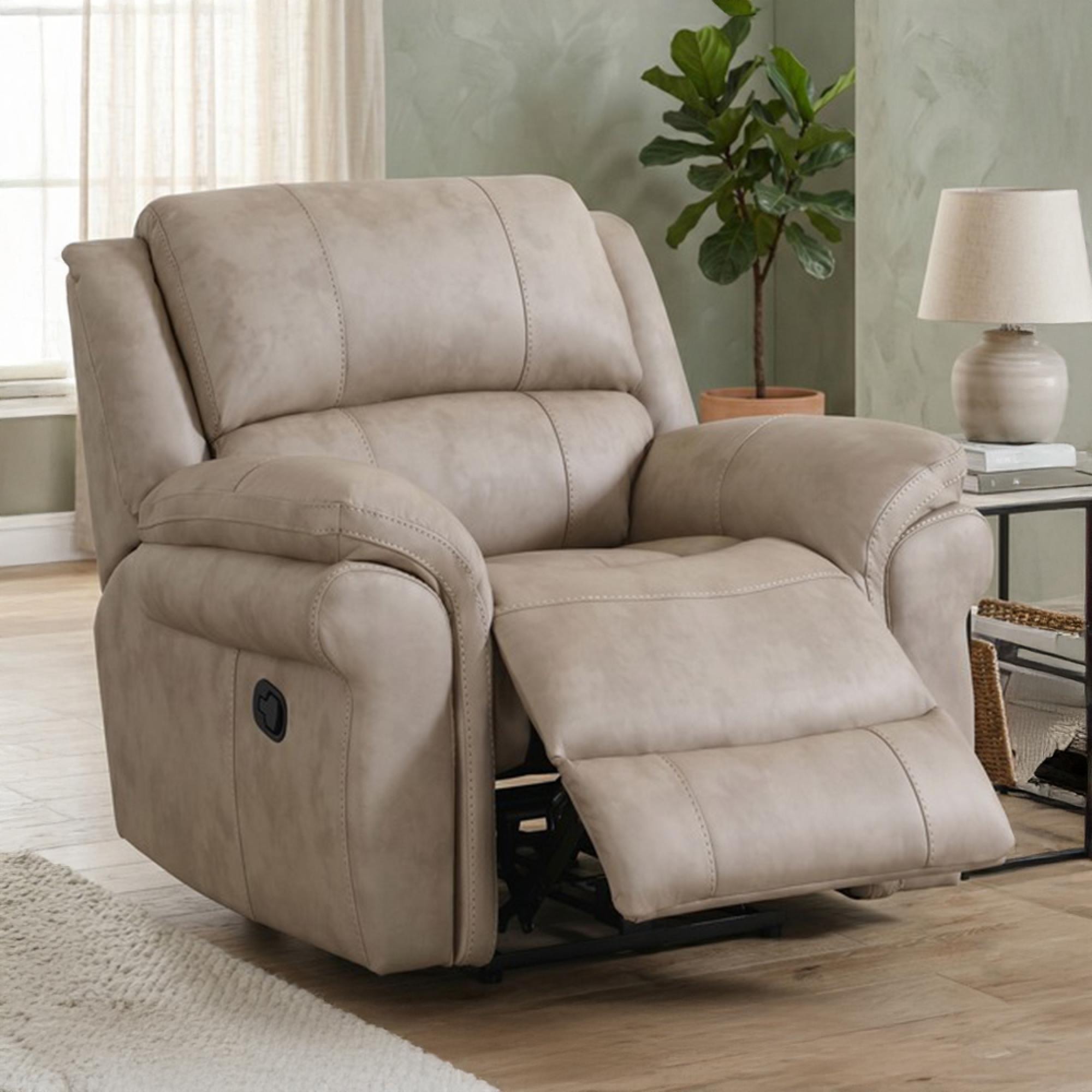 Farnham Ultra Manual Recliner Armchair - Stone - Fabric