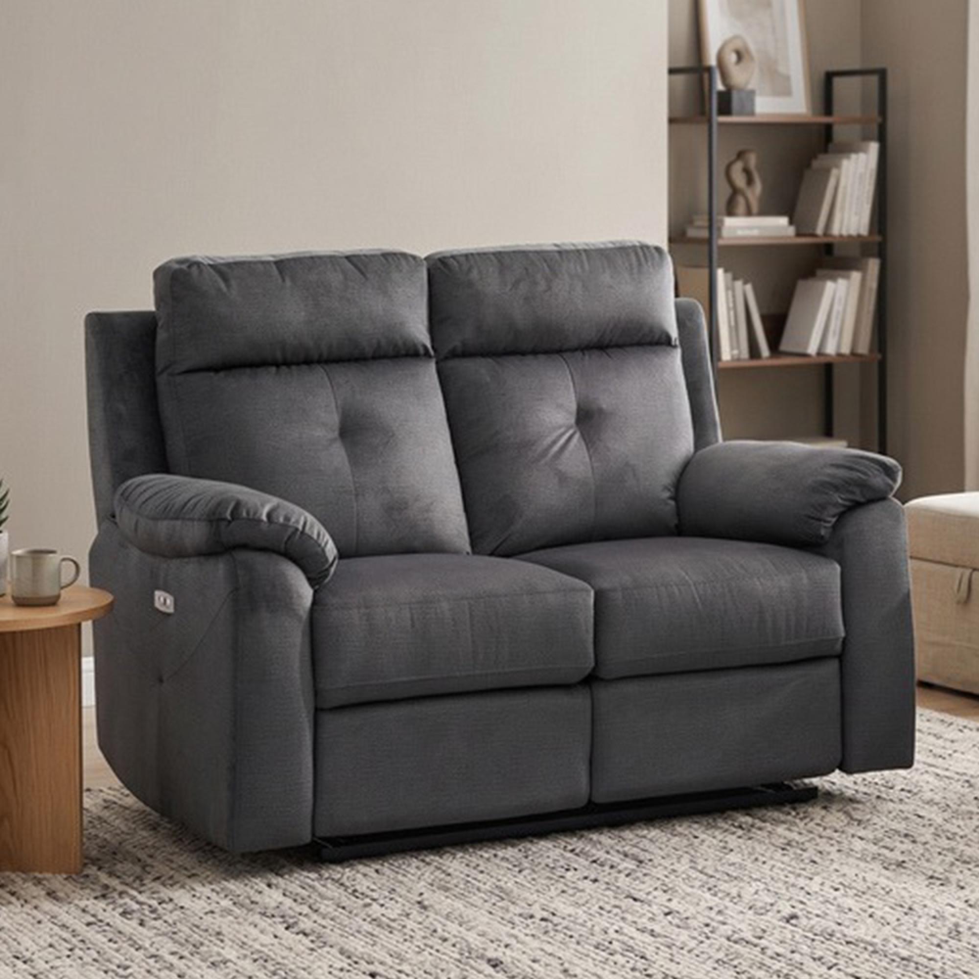 Palermo Electric Recliner Sofa - 2 Seater - Anthracite - Fabric