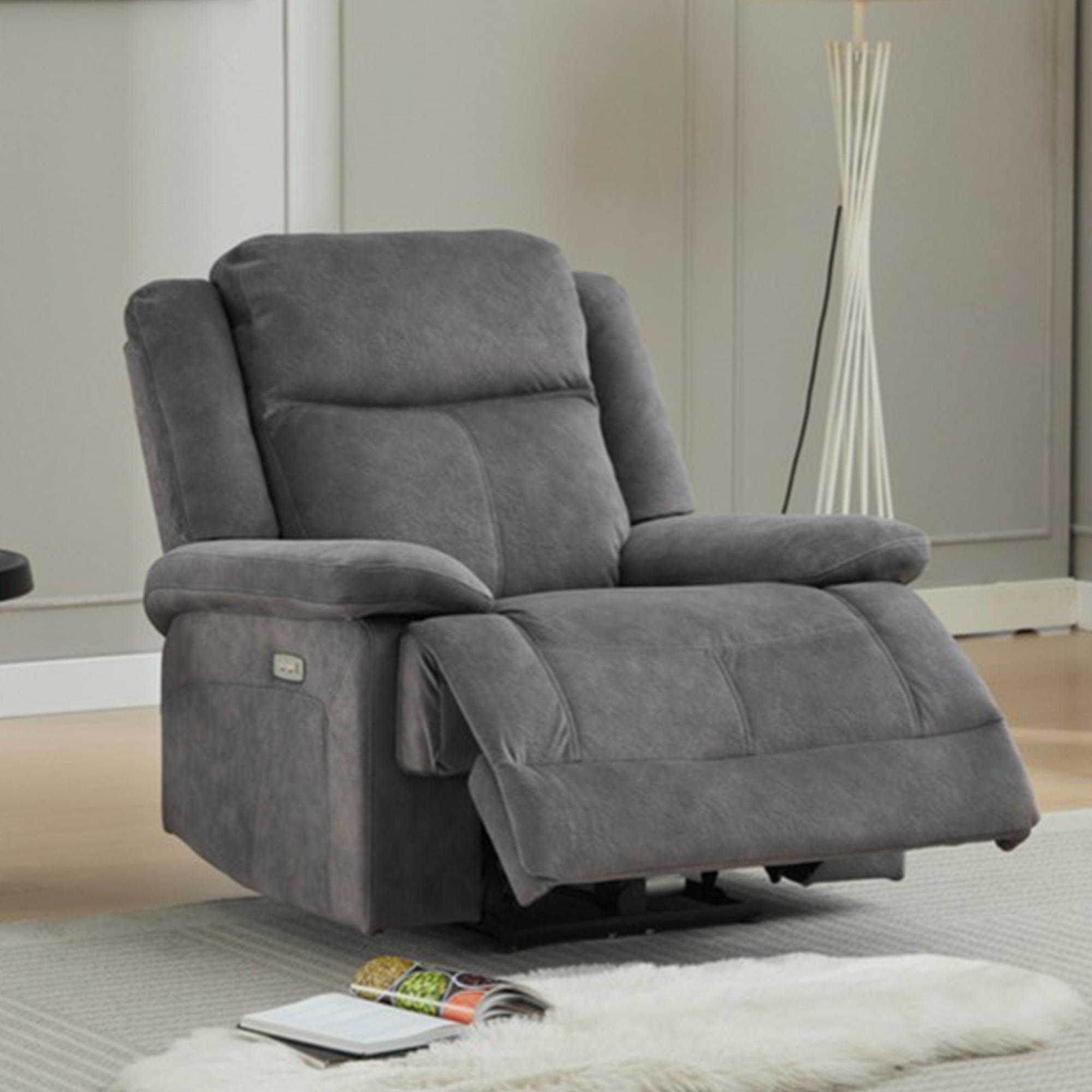 Rockport Electric Recliner Armchair - Storm - Fabric