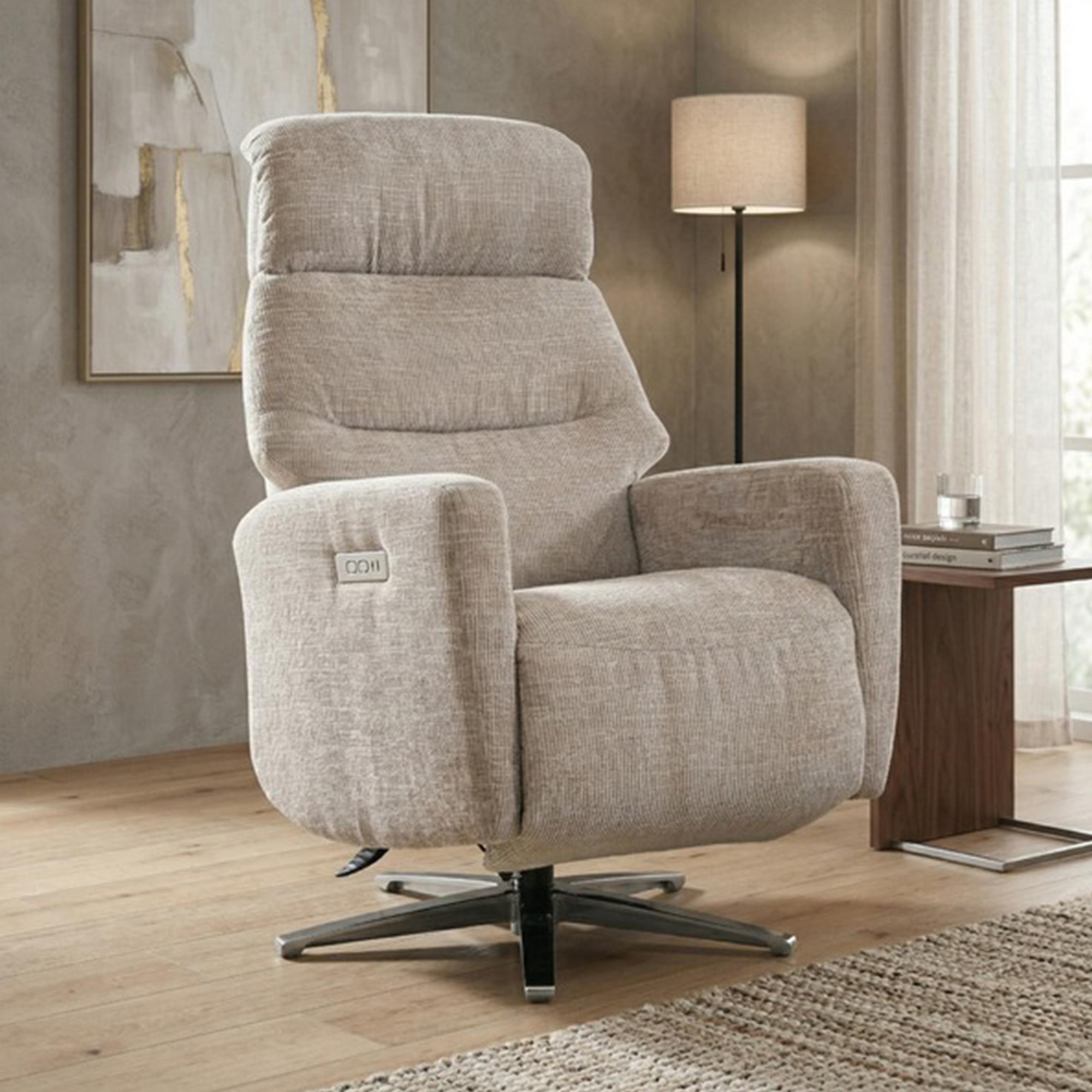 Monique Electric Recliner Armchair - Dual Motor - Fossil - Fabric