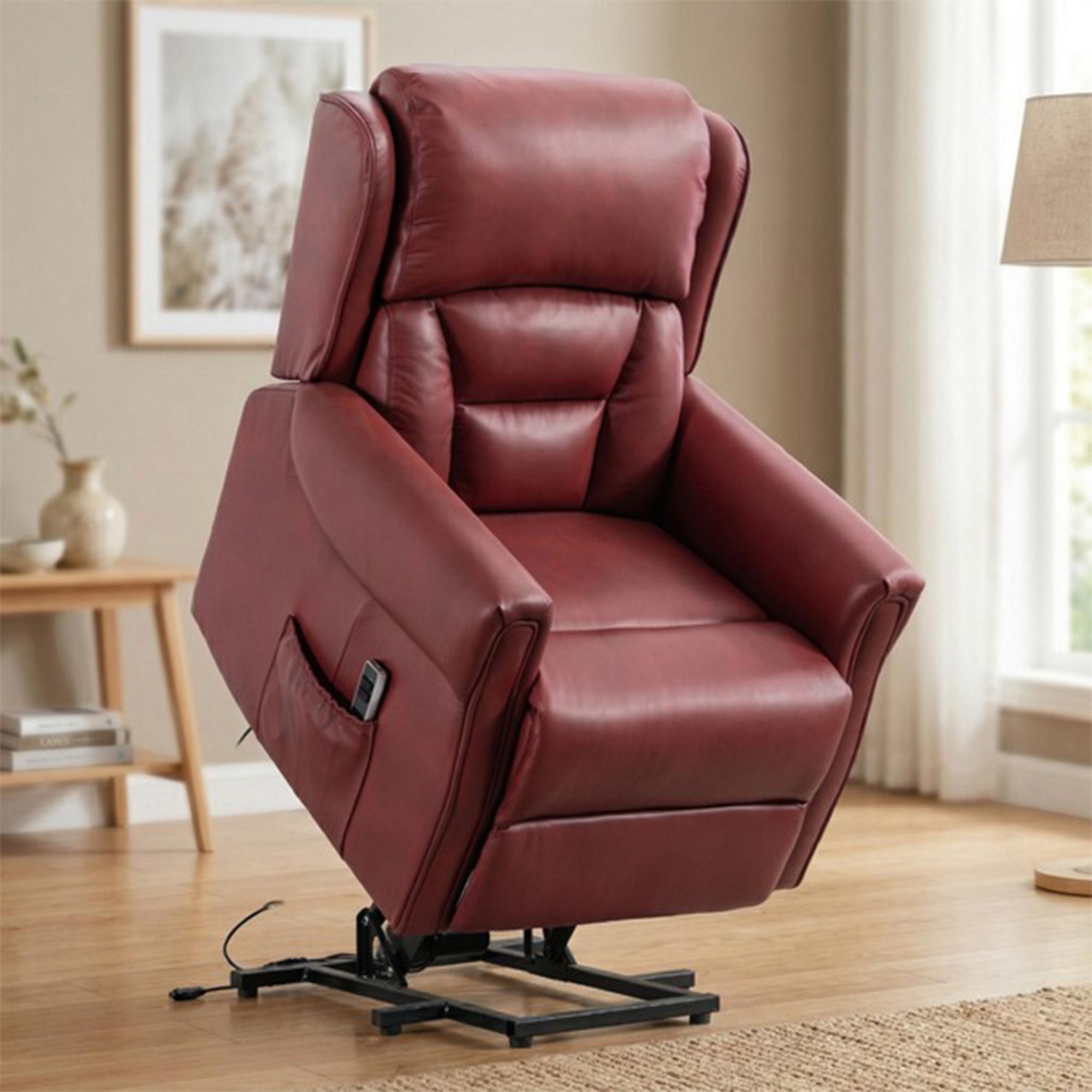 Sandringham Lift & Tilt Electric Recliner Armchair - Dual Motor - Burgundy - Leather