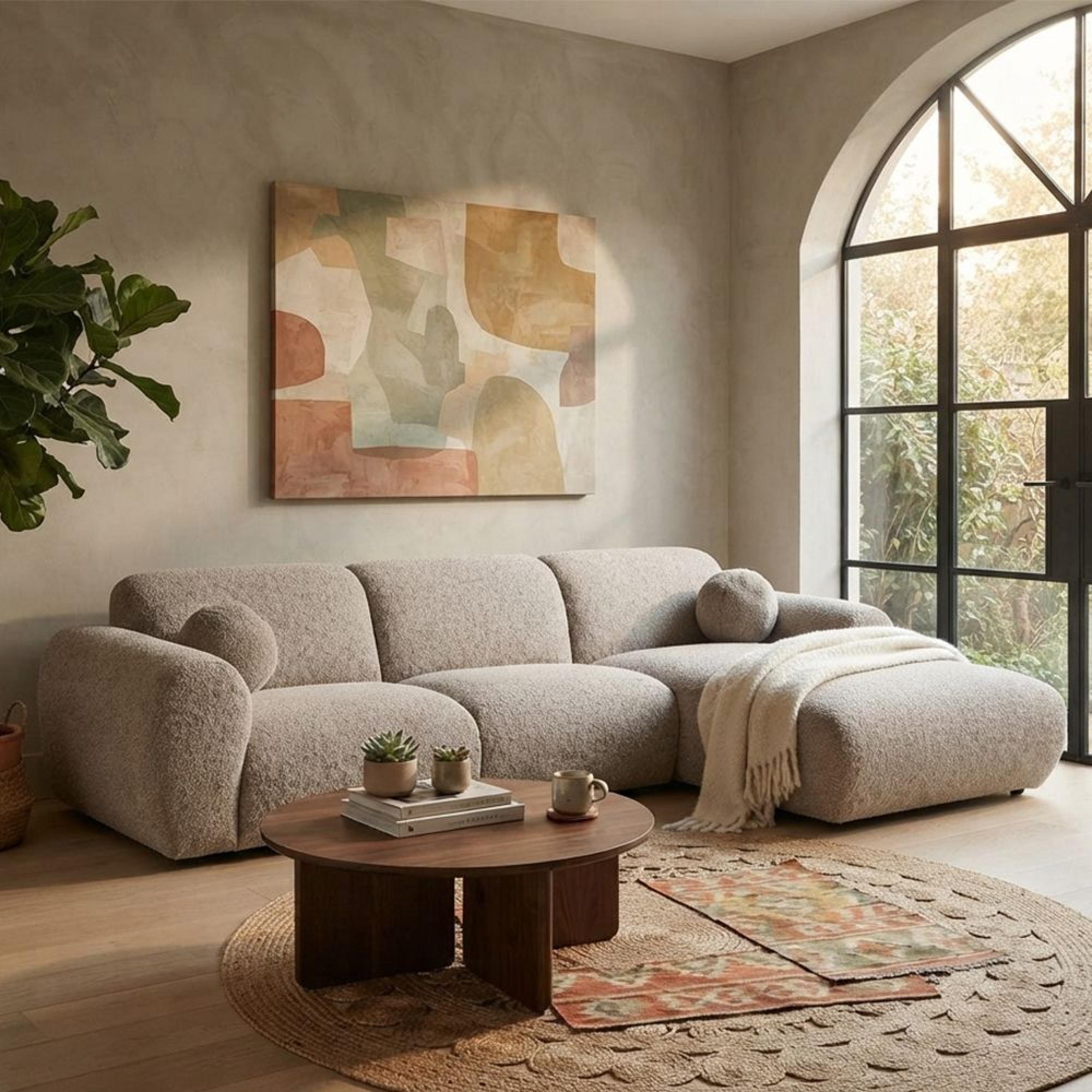 Clyde Corner Lounge Sofa - with Chaise - RHF - Stone Grey - Fabric