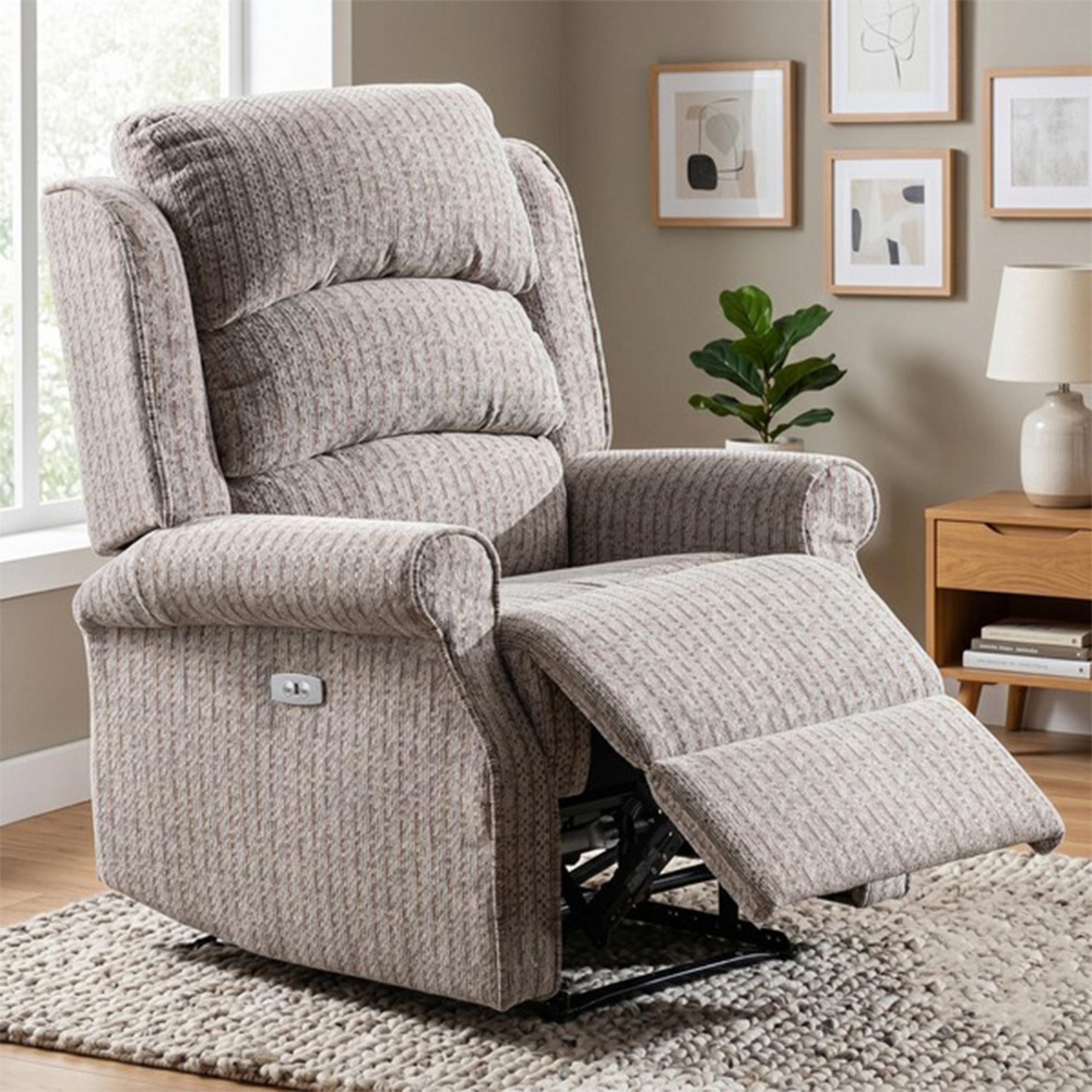 Windsor Electric Recliner Armchair - Natural - Fabric