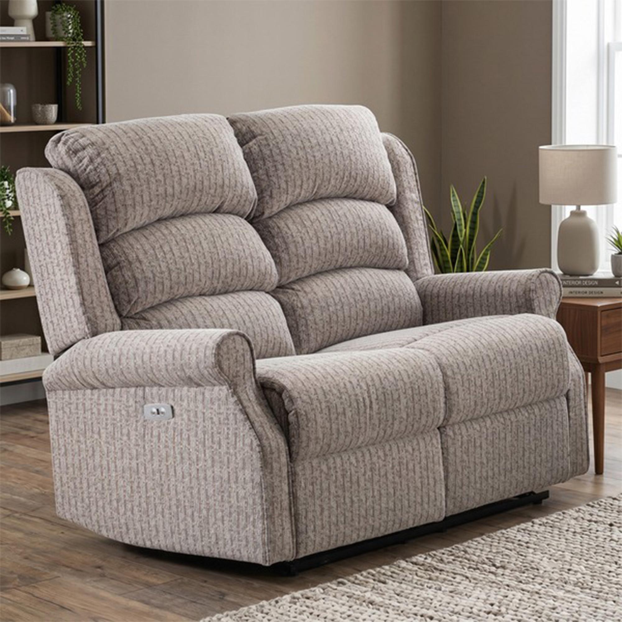 Windsor Electric Recliner Sofa - 2 Seater - Natural - Fabric