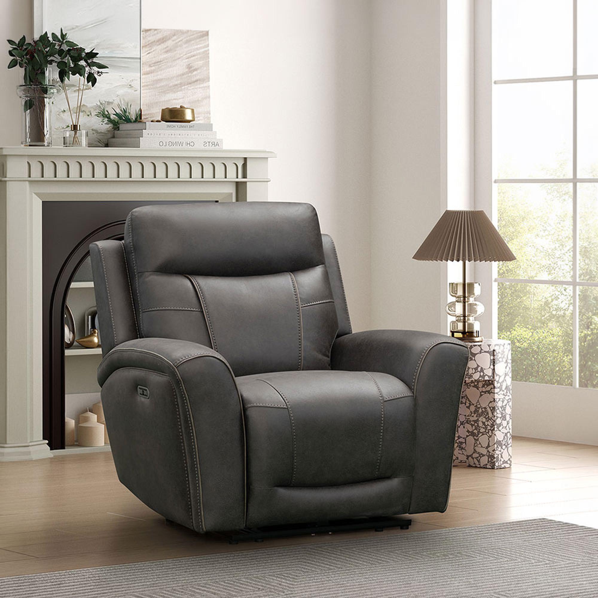 Nico Power Recliner Armchair - Charcoal - Fabric