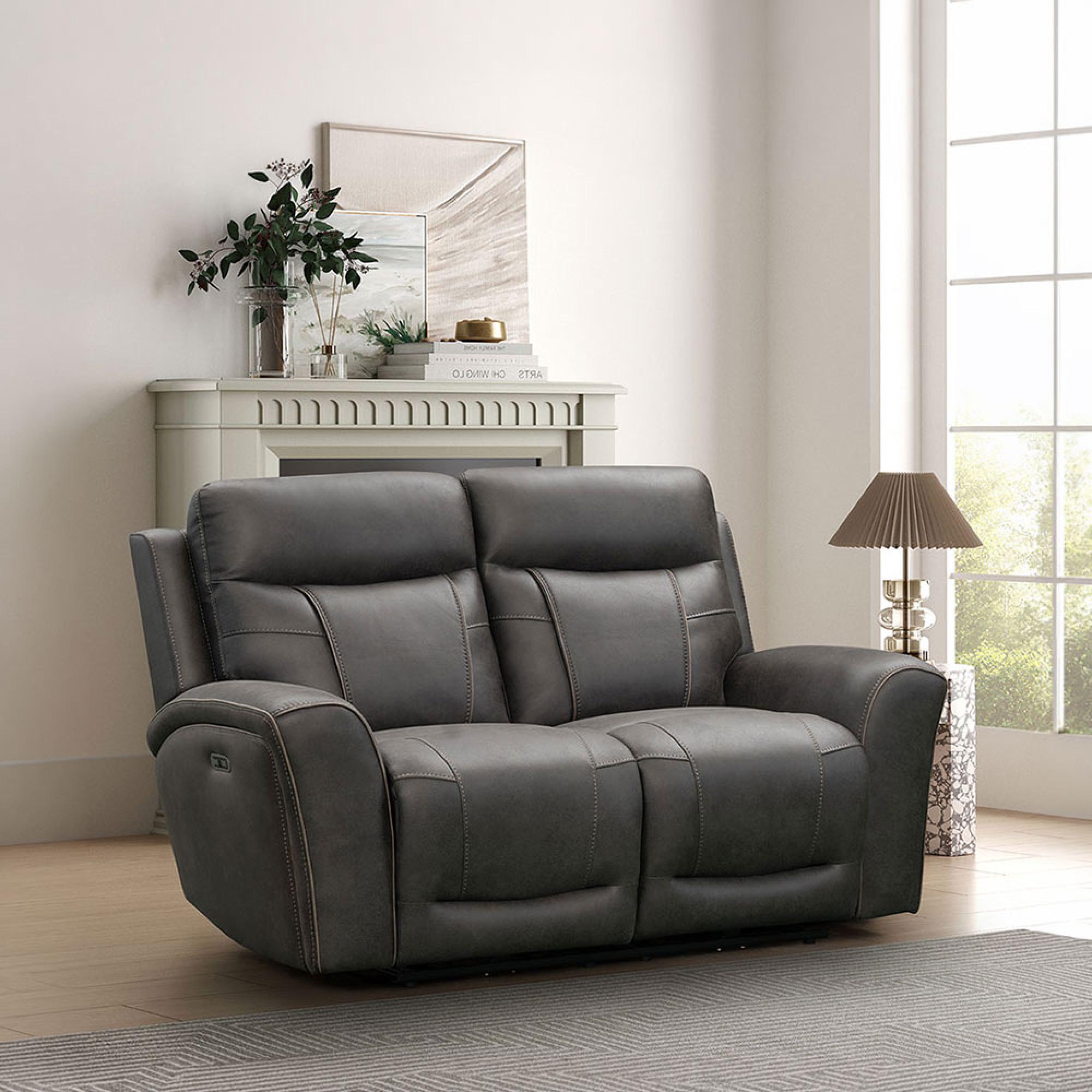 Nico Power Recliner Sofa - 2 Seater - Charcoal - Fabric