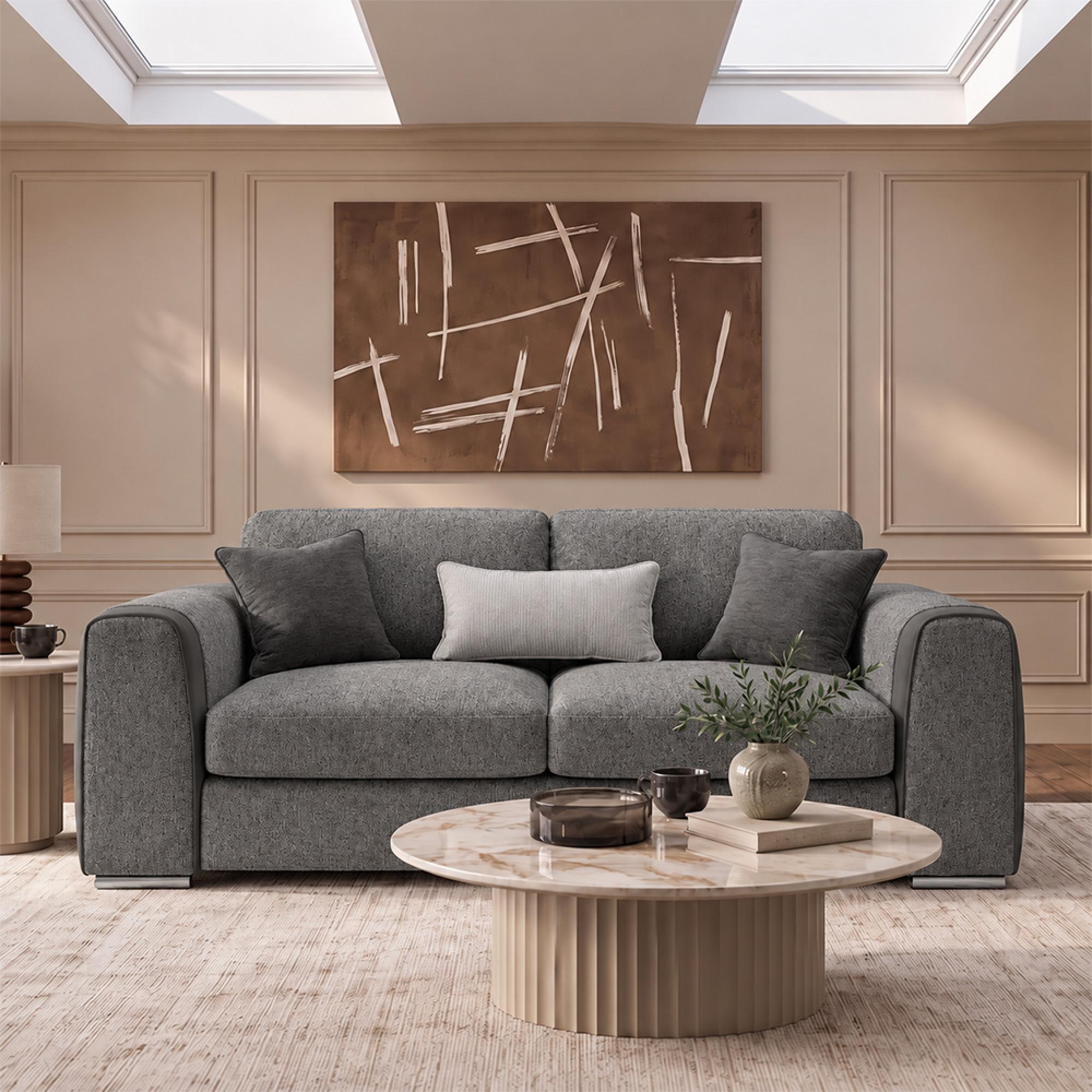Naples Sofa - Grey Fabric - 2 Seater