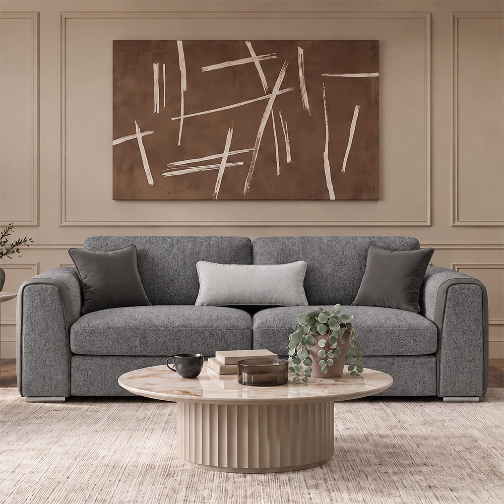 Naples Sofa - Grey Fabric - 3 Seater