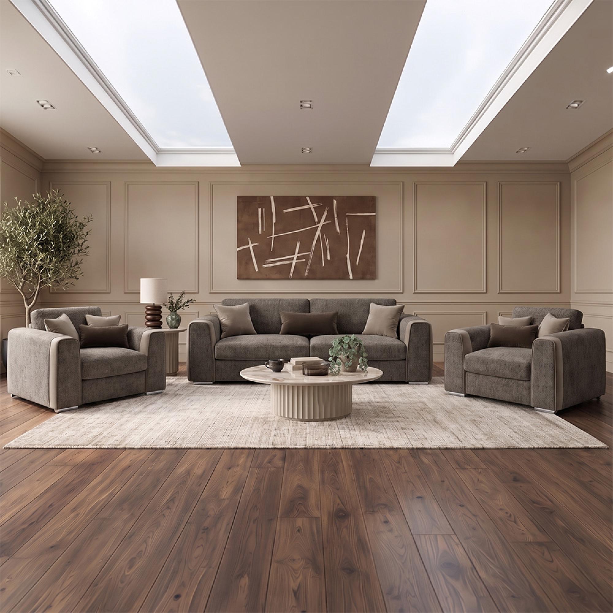 Naples Sofa Set - Mocha Fabric - 3+1+1 Seater